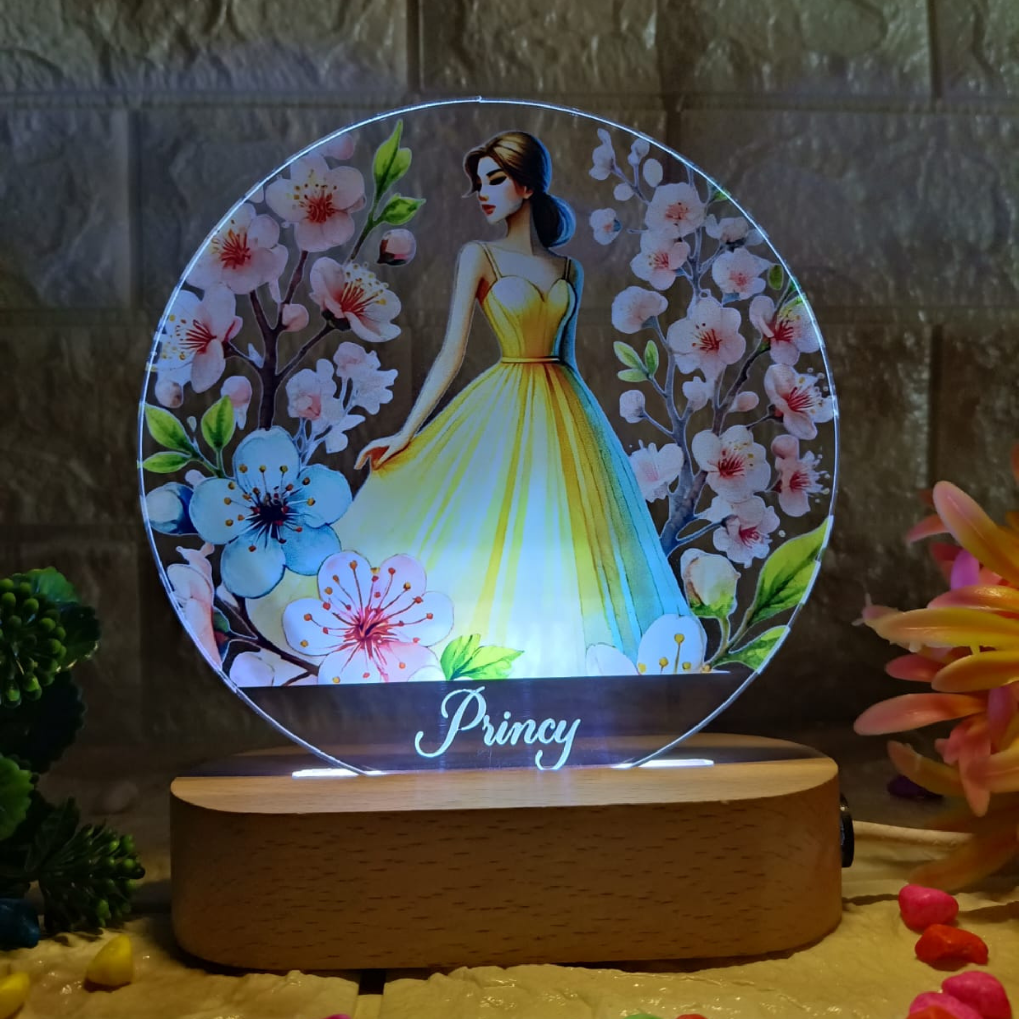 Shayona Personalized LED Night Lamp for Girls with Princess Design | Custom Name Gift Light for Kids, Birthday, Room Decor