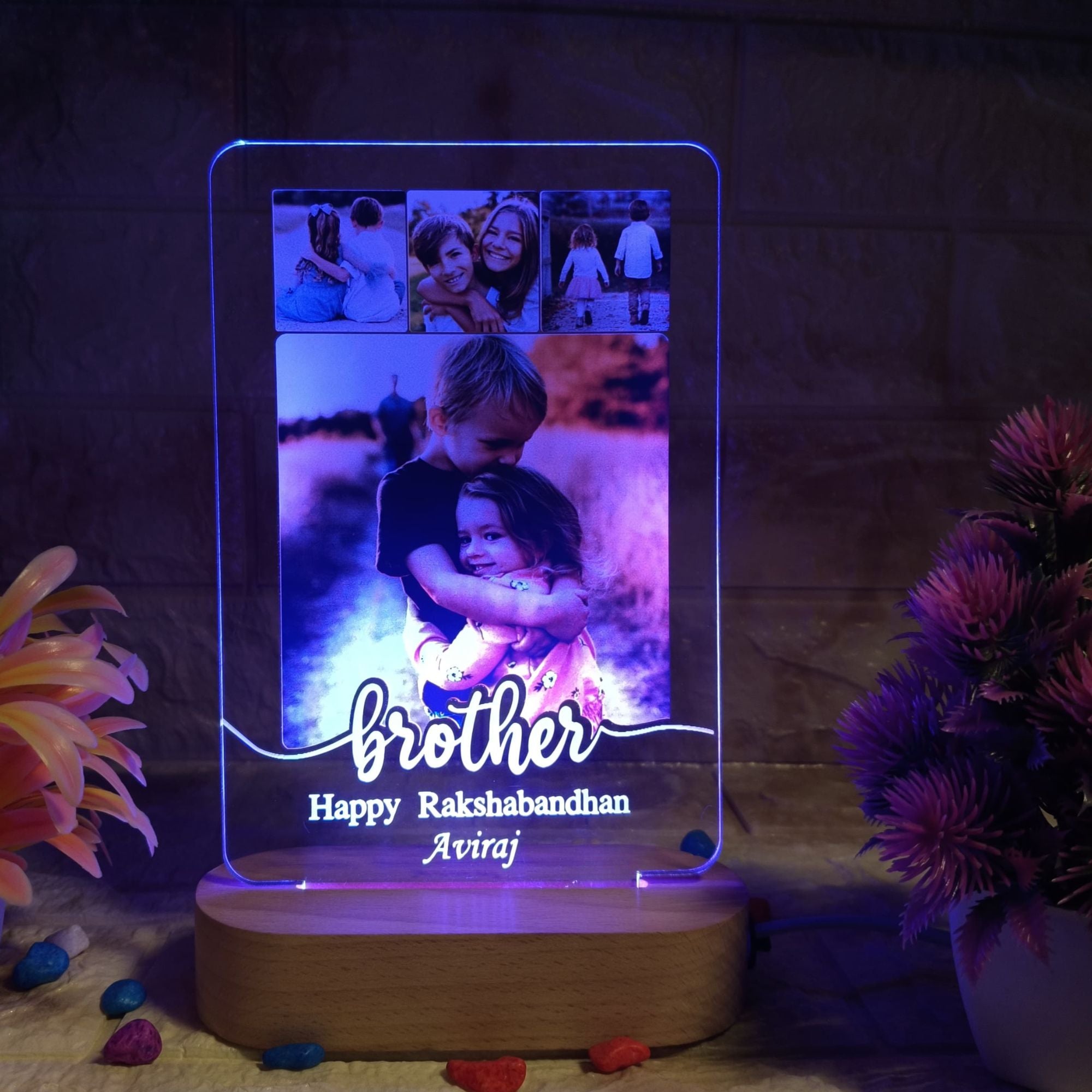Shayona Personalized Brother-Sister LED Photo Lamp | Rakshabandhan Gift | Custom Acrylic Frame with Light