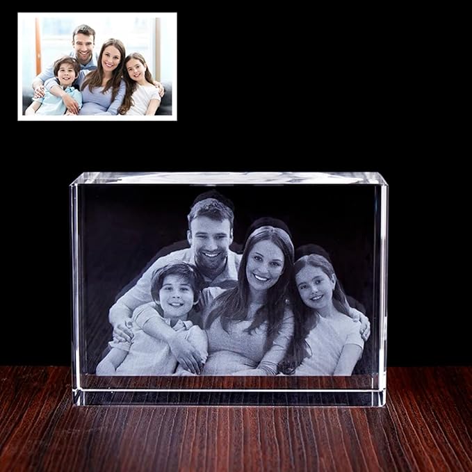 Shayona Personalized 3d Engraved Crystal Photo,Personalized Laser Etched Picture Crystal Cube, Custom Photo Glass Cube