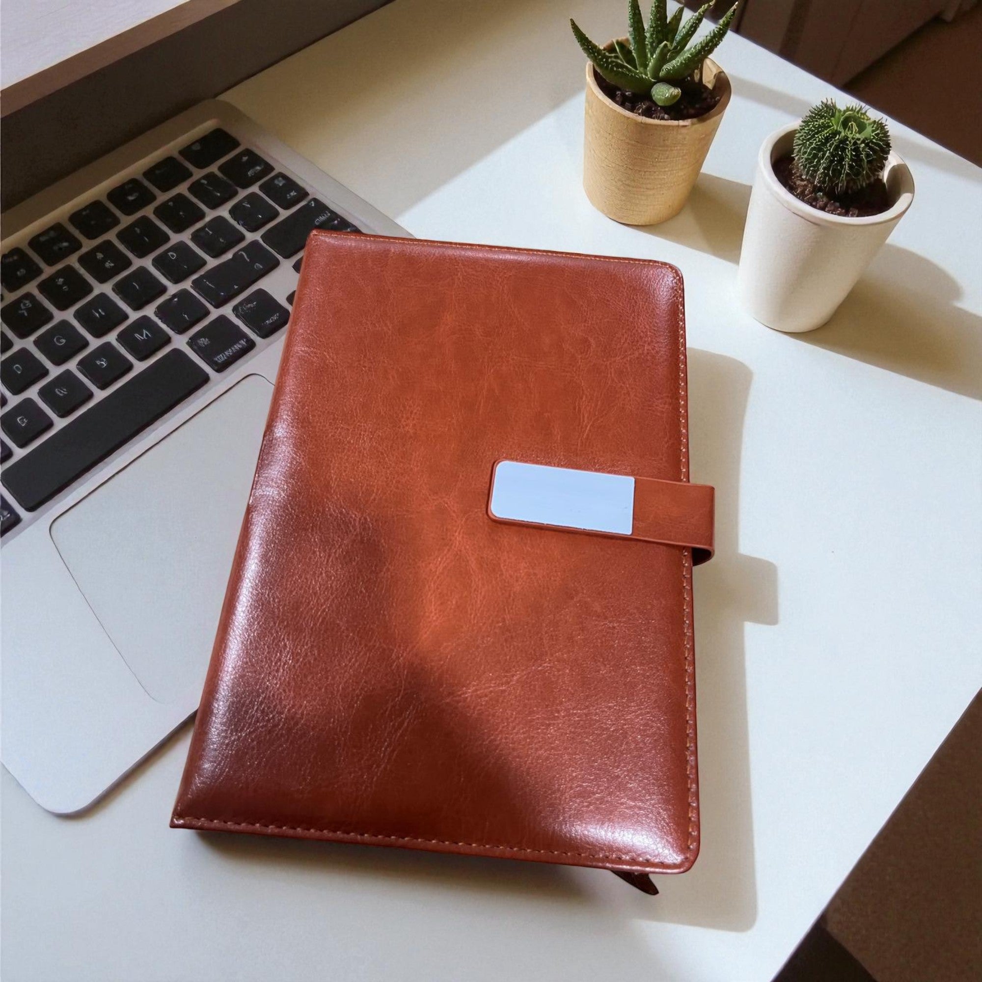 Shayona Brown Leatherette Executive Notebook/Planner with Metal Accent Closure Diary for Office, Journaling & Corporate Gifting