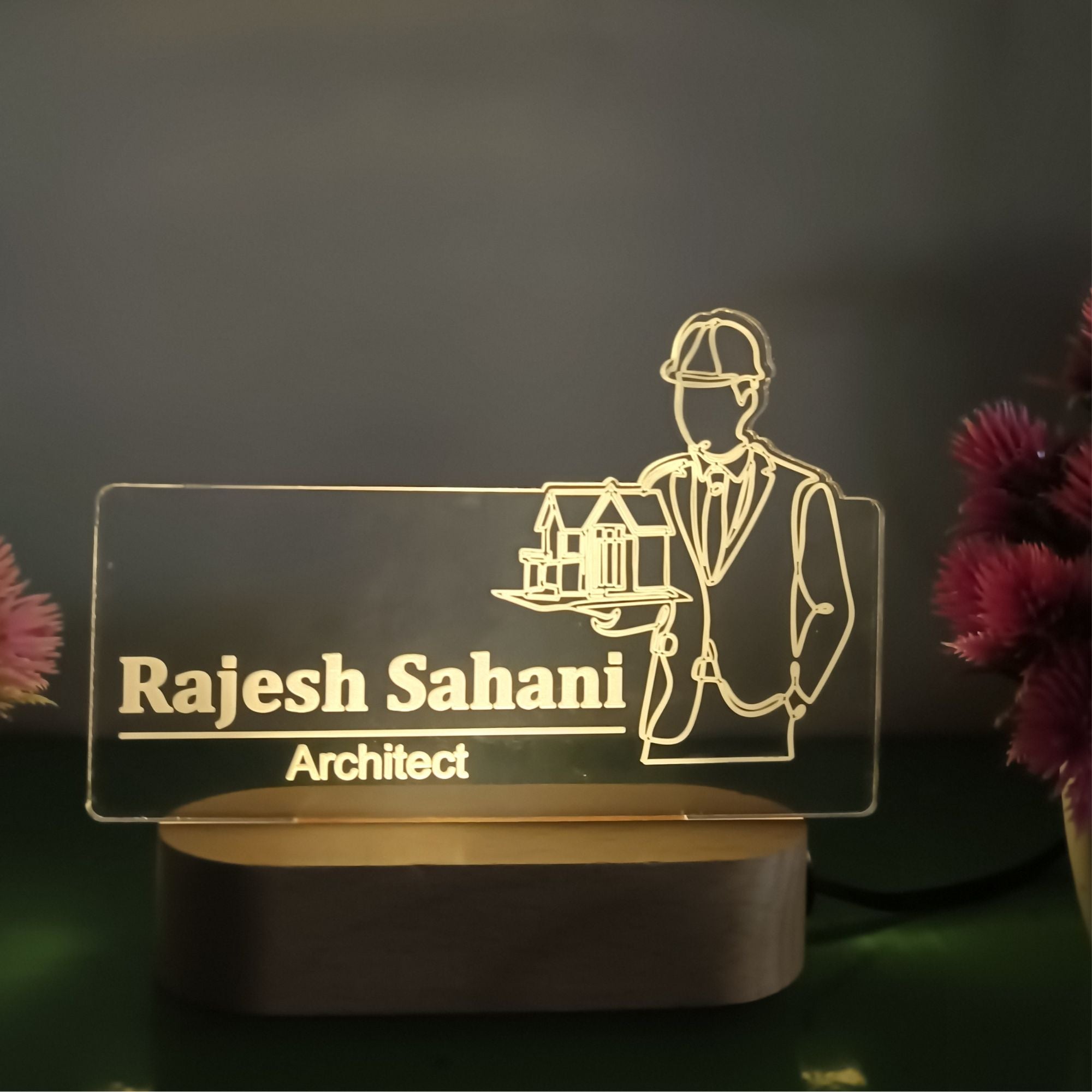 Shayona Personalized Architect LED Lamp – Custom Engraved Name Desk Light for Architects & Designers