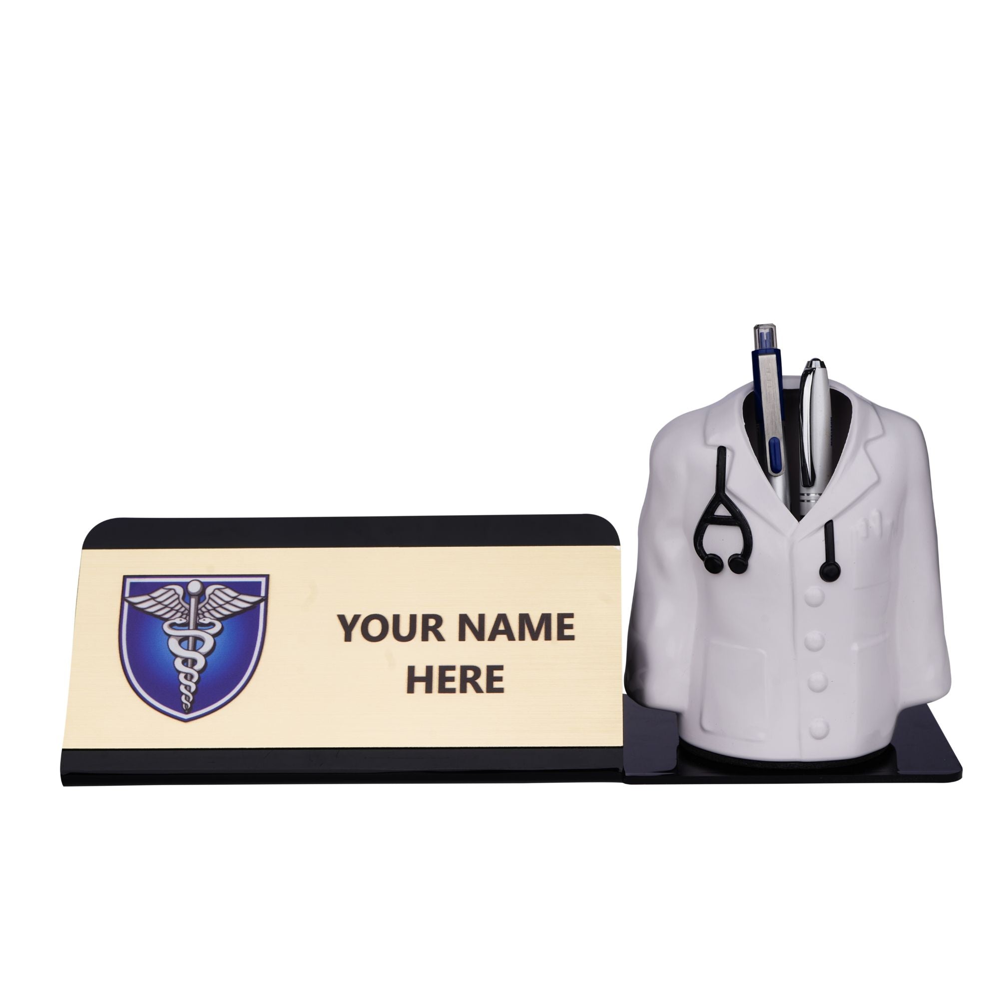 Shayona Personalized Doctor Desk Name Plate with Pen Holder | Custom Medical Office Tabletop Gift for Doctors, Physicians & Medical Professionals"