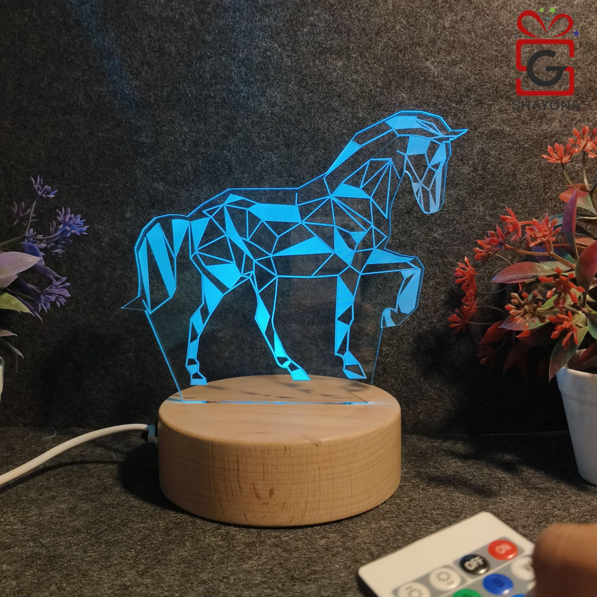 Shayona 3D Illusion LED Horse Animal Night Lamp - Multi Color