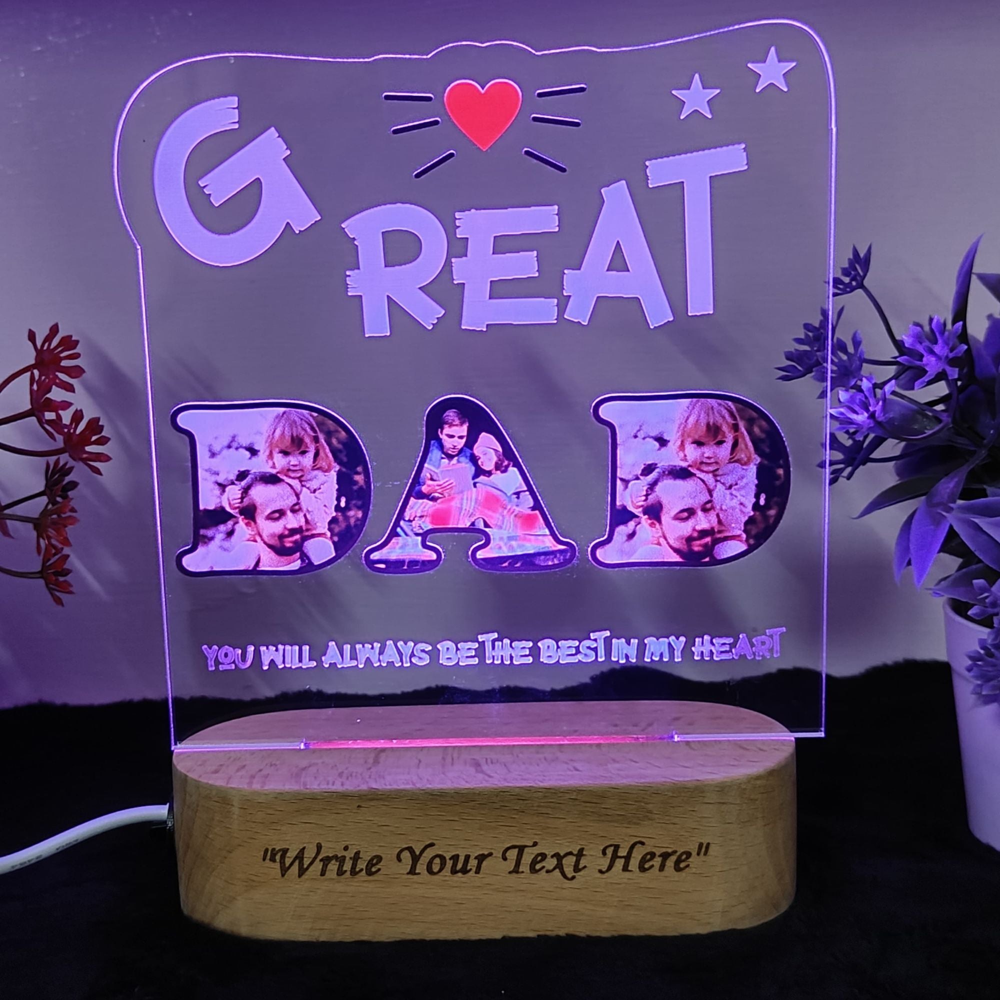 Shayona 3D Illusion personalized You are Best Dad in The World Acrylic Night Light lamp Gifts for Daddy on Fathers Day, Christmas, Birthday from Son, Daughter Multicolor Product