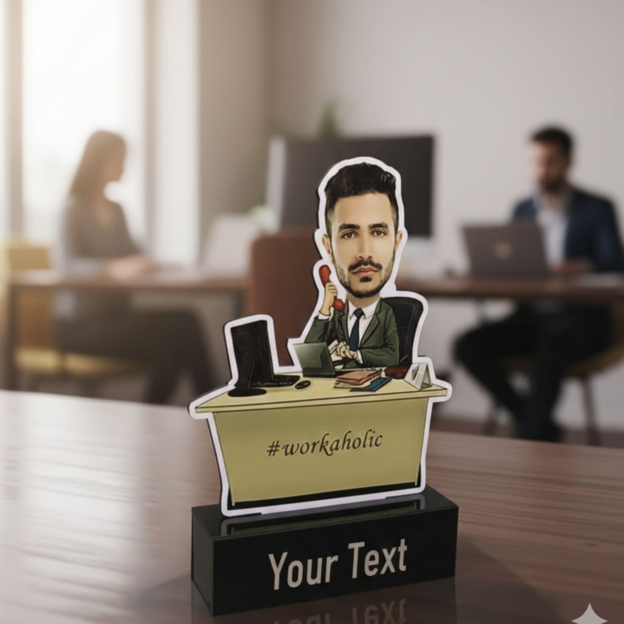 Shayona Gift Shop-ustom Workaholic Corporate Caricature Standee – Personalized Office Desk Decor for Boss, Colleague Farewell Gift, Unique Professional Gift with Customizable