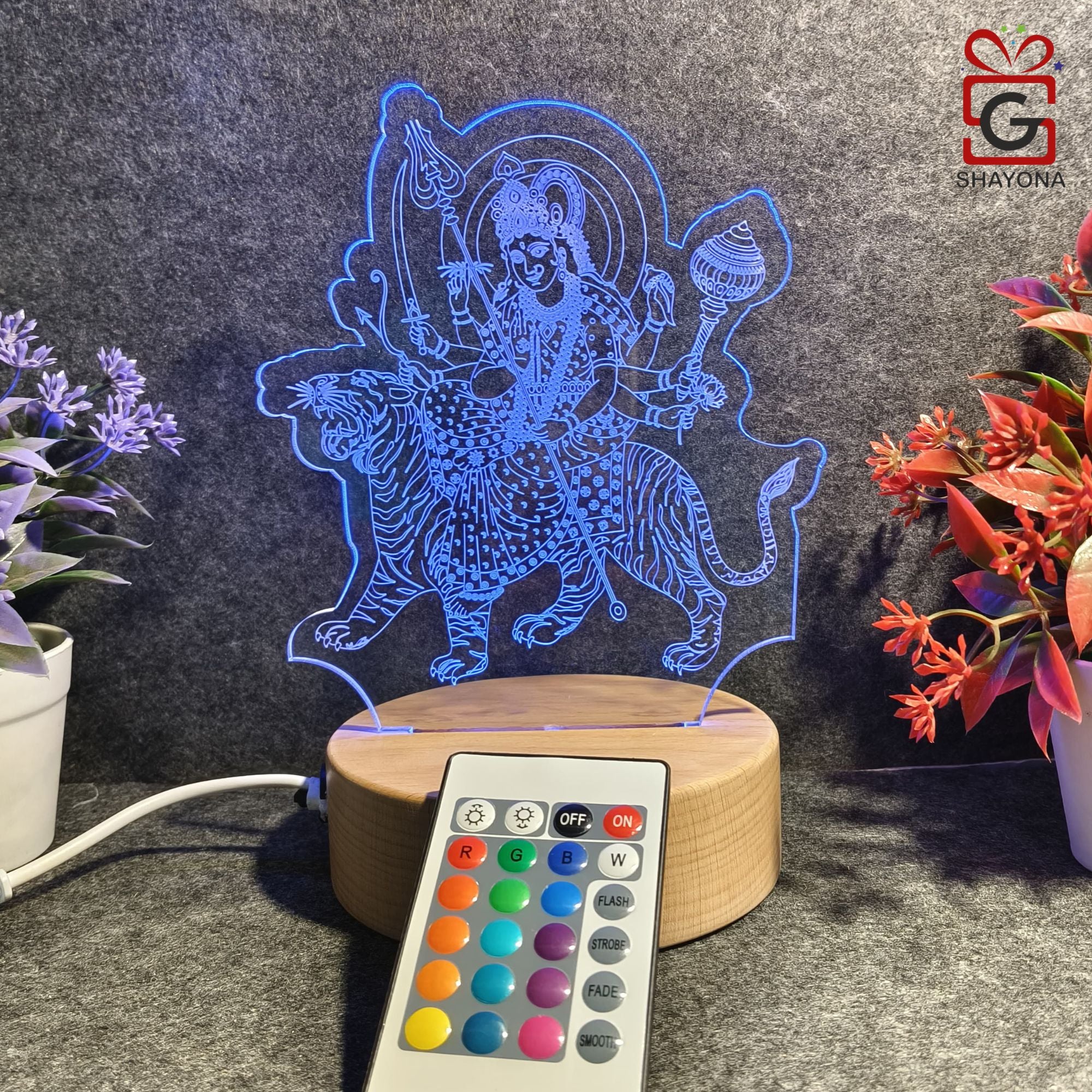 Shayona Jay Ambe3D Illusion LED Acrylic Table Top Night Lamp- Multi Color