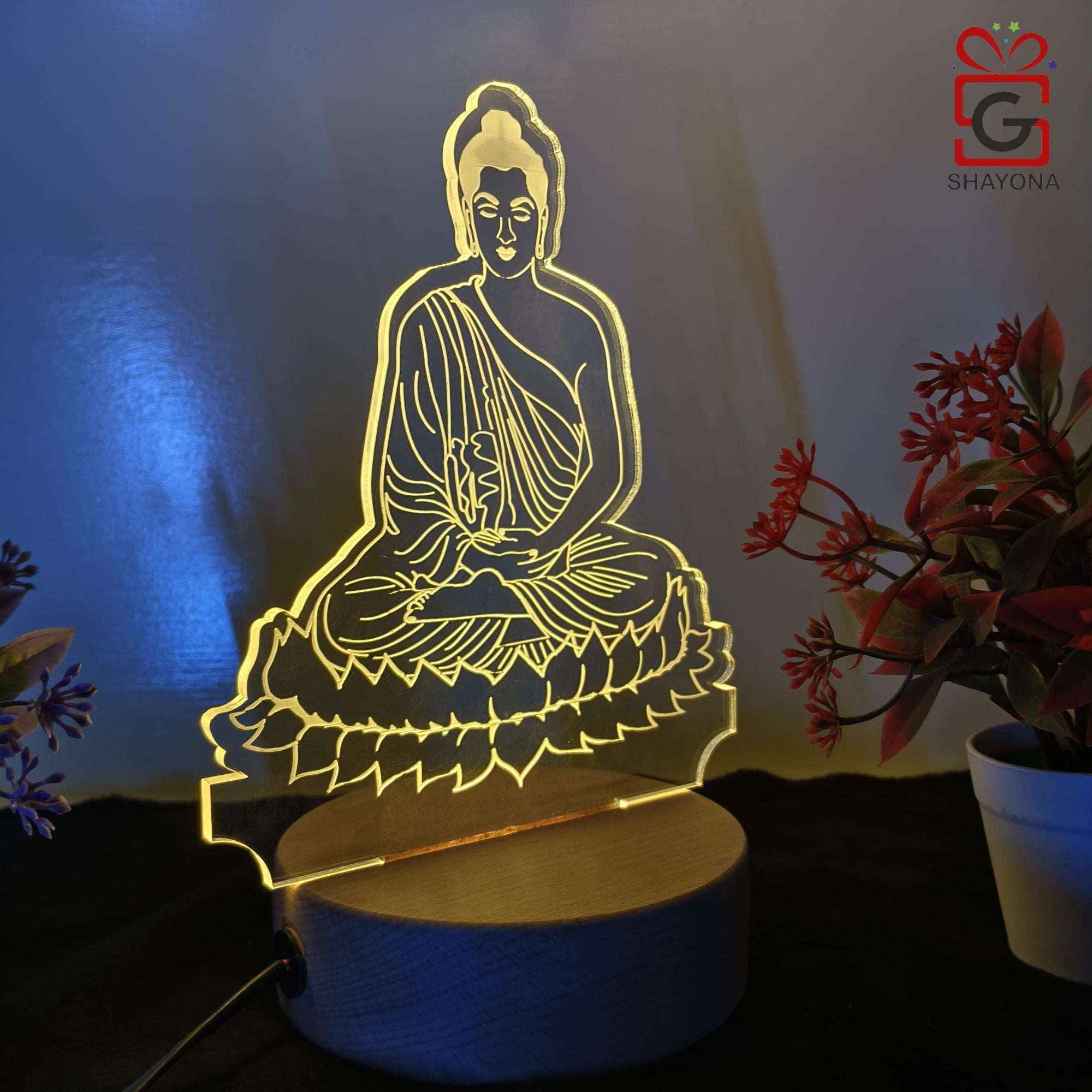 Shayona Budha 3D Illusion LED Acrylic Table Top Night Lamp, For Home