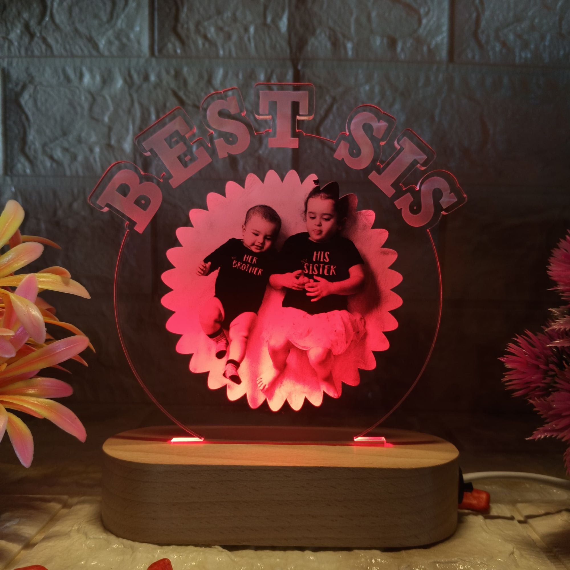 Shayona Best Sis Custom LED Acrylic Lamp | Personalized Photo Frame Gift | Brother Sister Rakshabandhan Special