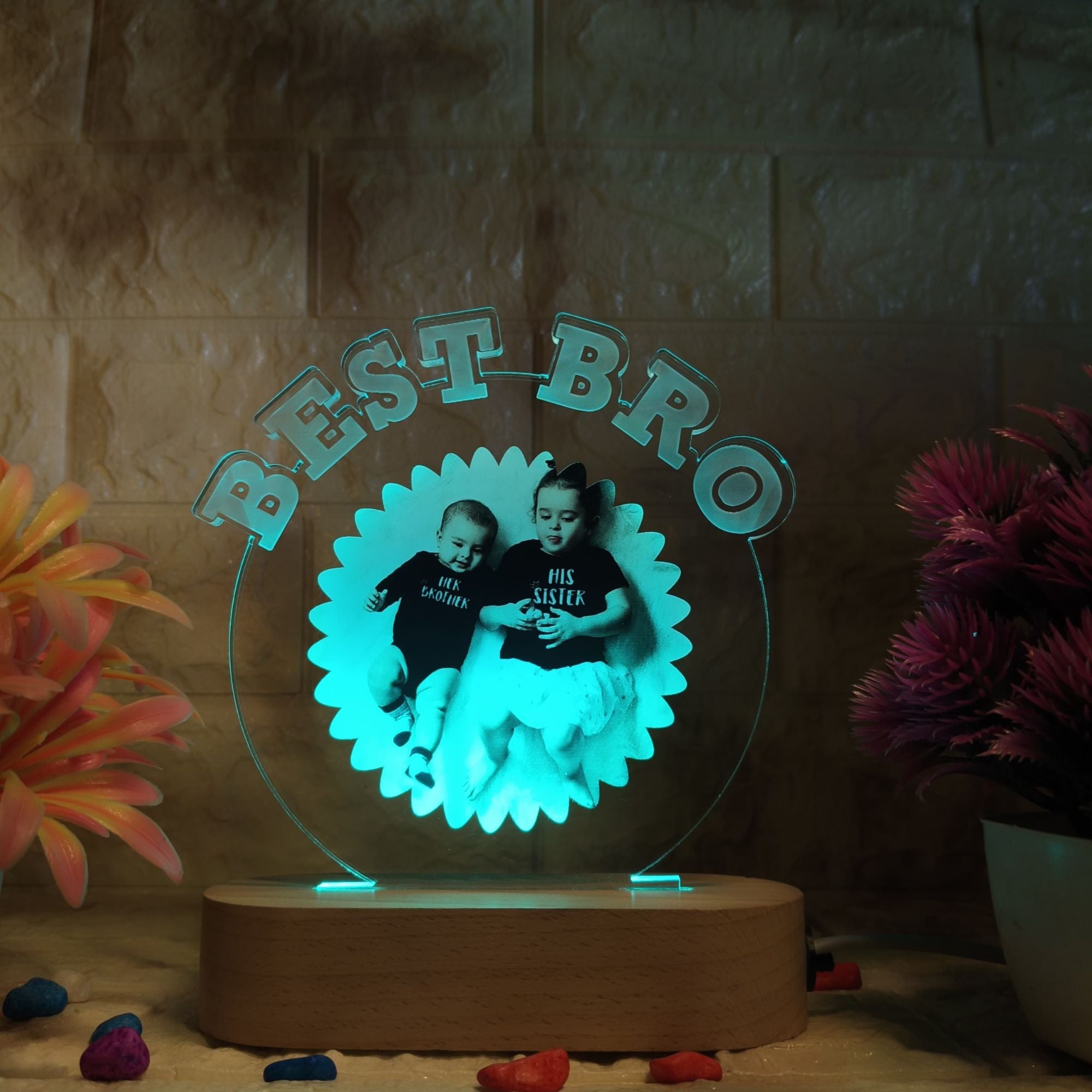 shayona Personalized LED Photo Lamp | Best Bro Gift | Custom Name Light for Brother & Sister
