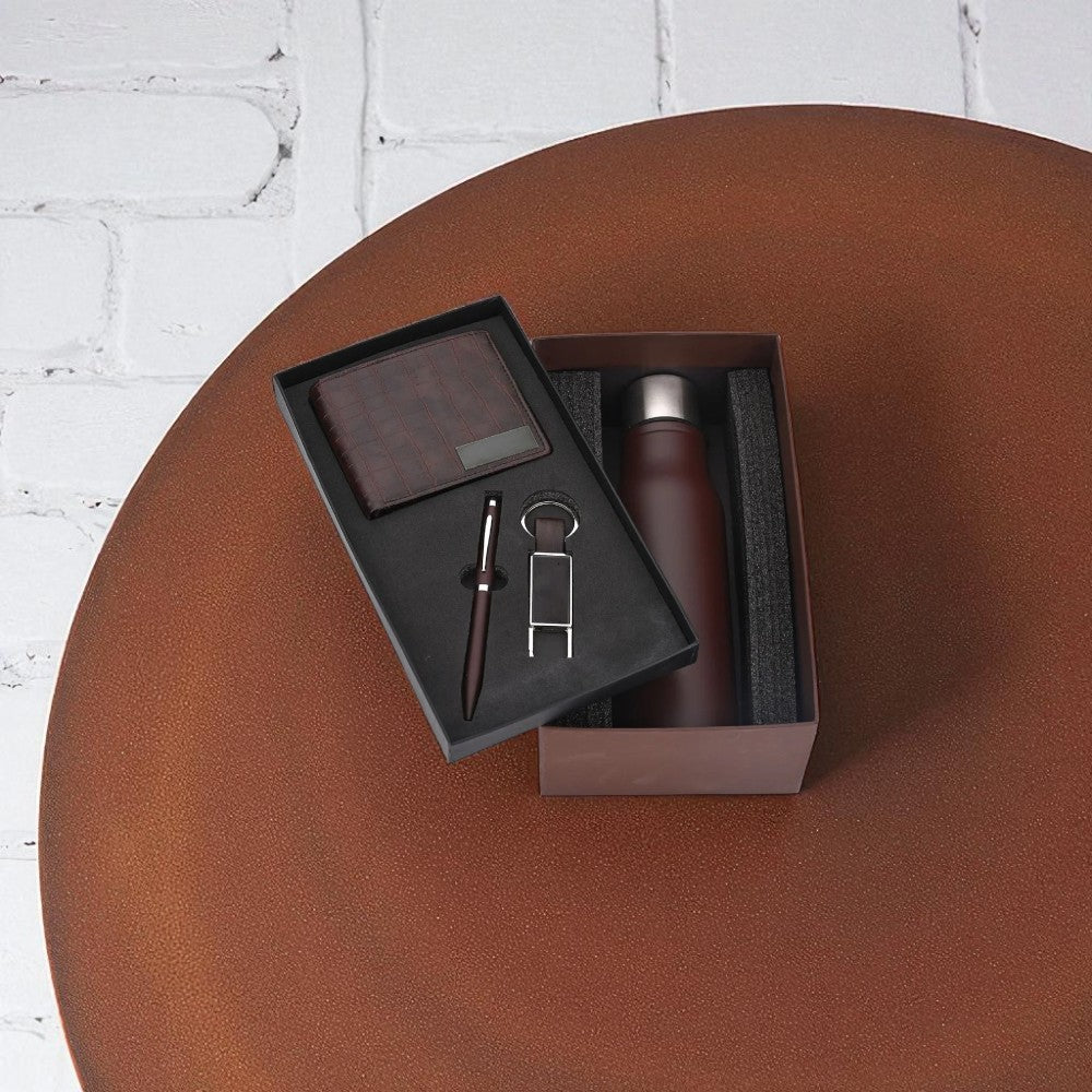 Shayona Luxury Corporate Gift Set for Men – Wallet, Stainless Steel Bottle, Pen & Keychain in Premium Box | Ideal for Birthday, Anniversary, Office & Festive Gifting