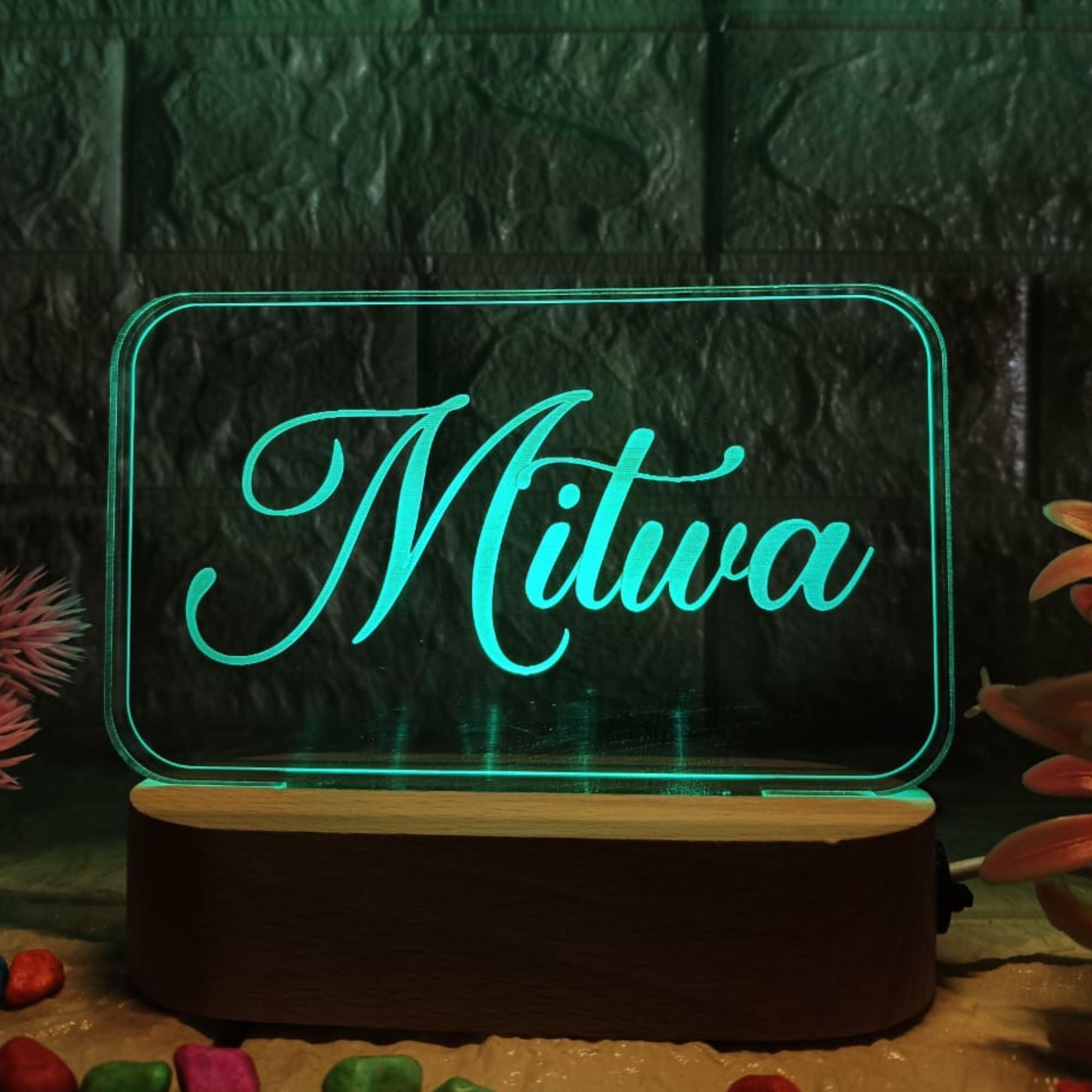 Shayona 3D Illusion Personalized LED Lamp for Couples