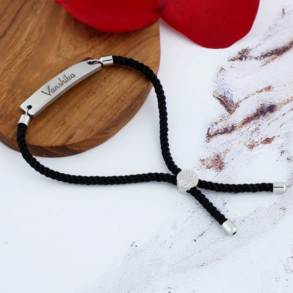 shayona customized silvar Black Stainless Bracelet Steel Letter Engrave for men Women