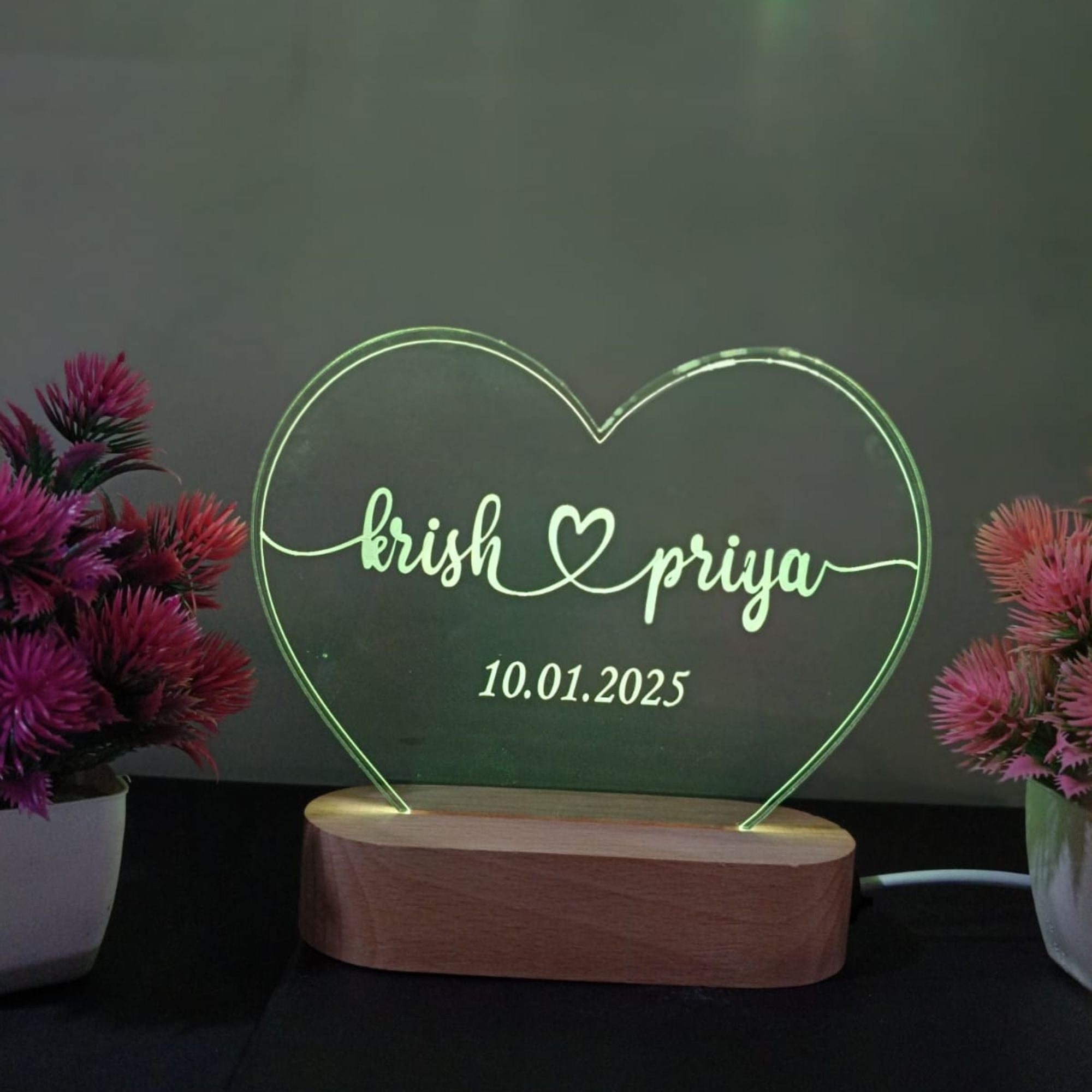 Shayona Custom LED Heart Lamp with Names & Date – Personalized Romantic Gift