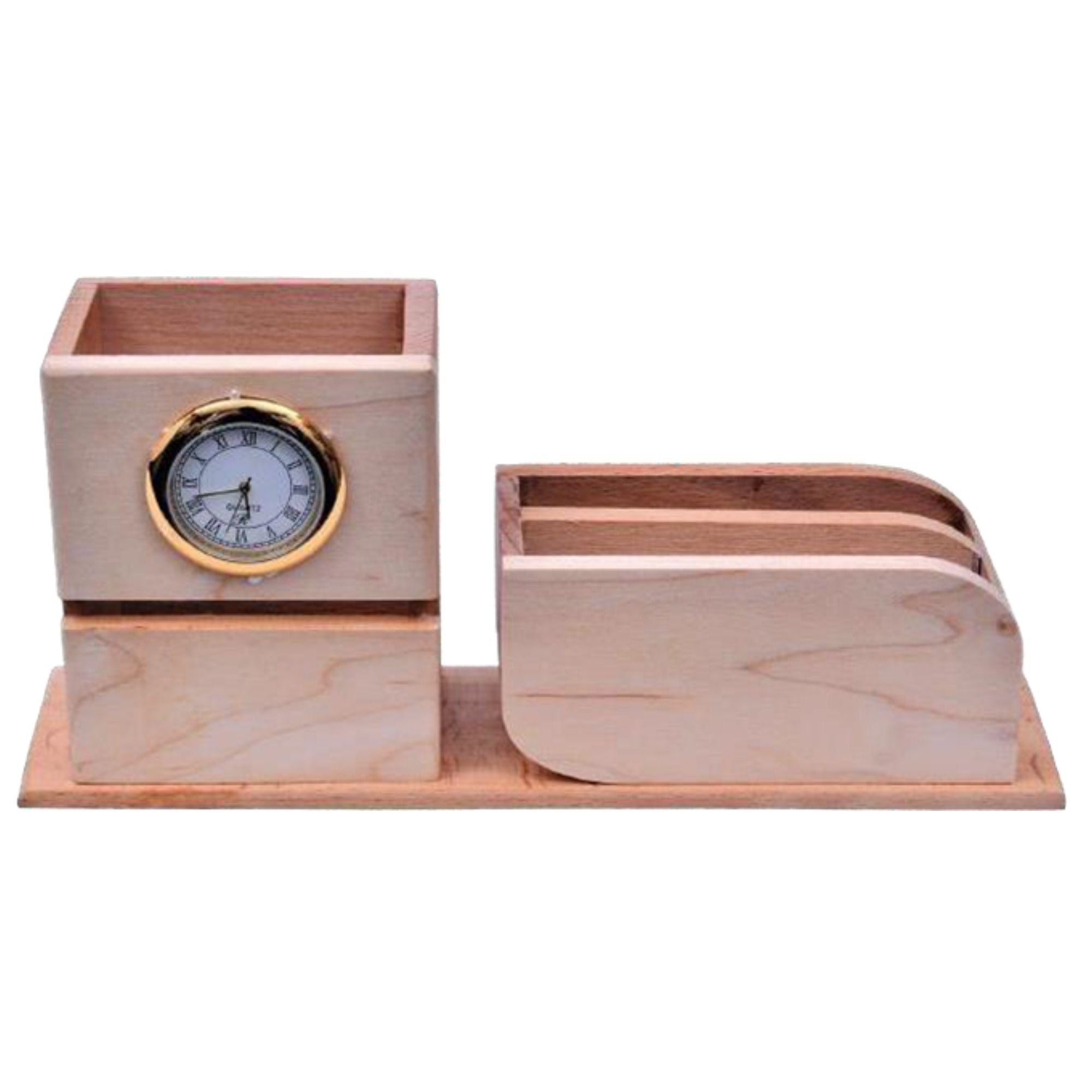 Shayona Wooden Pen Stand With Clock, For Office Desktop DW 1302