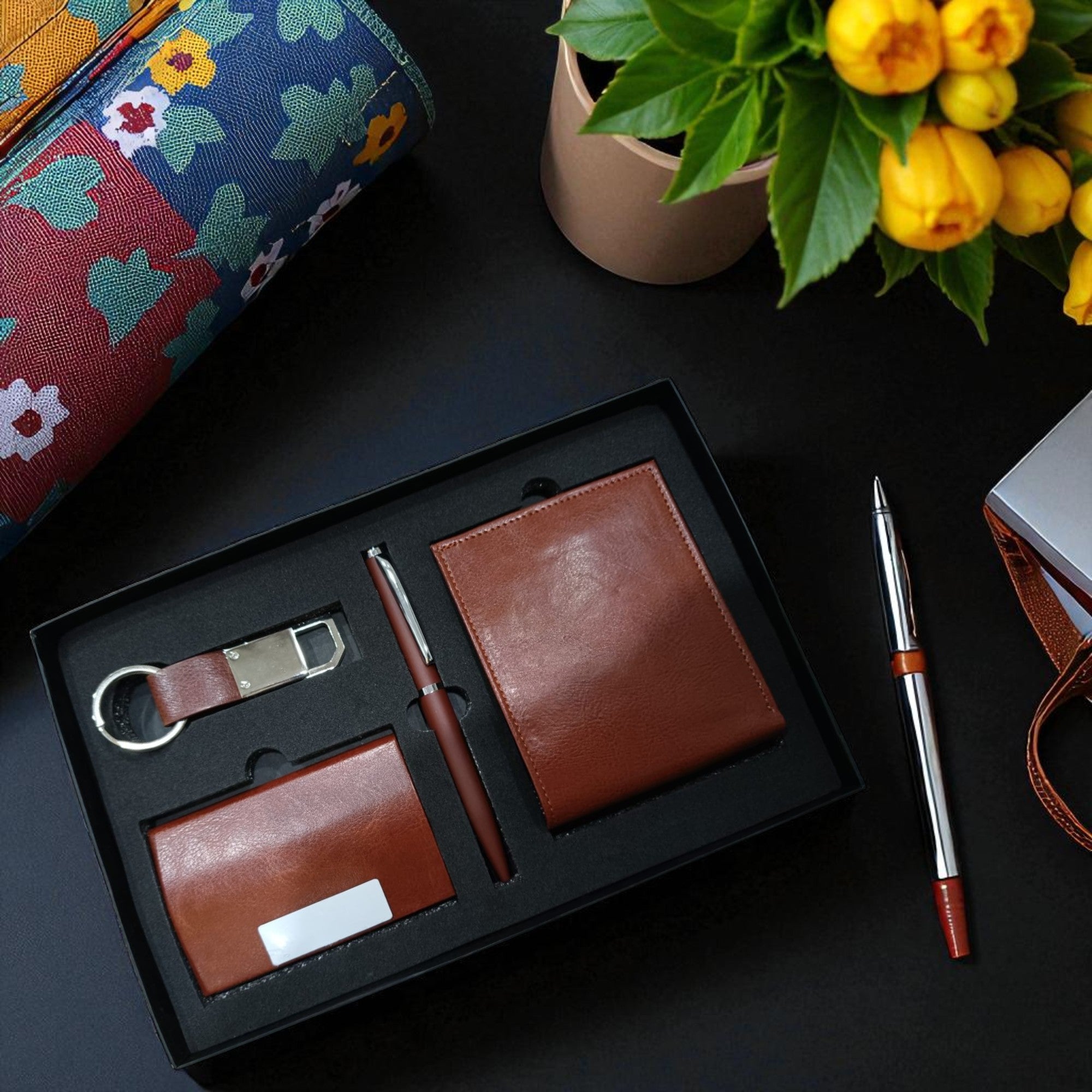 Shayona Premium 4-in-1 Executive Gift Set – Wallet , Pen, Card Holder & Keychain – Luxury Corporate Gift Hamper