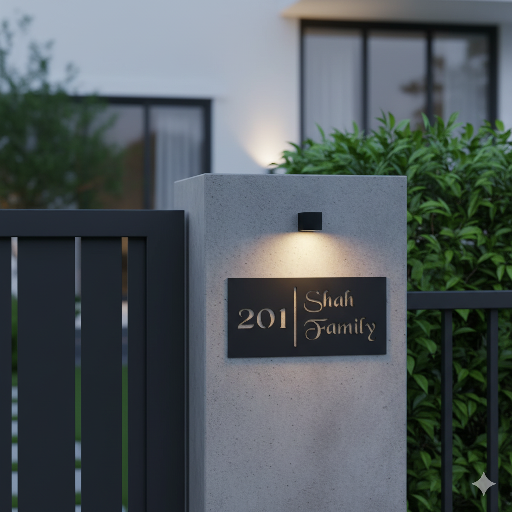 Personalized House Name Plate | Custom Home Address & Family Name Sign | Modern Outdoor Gate Plaque