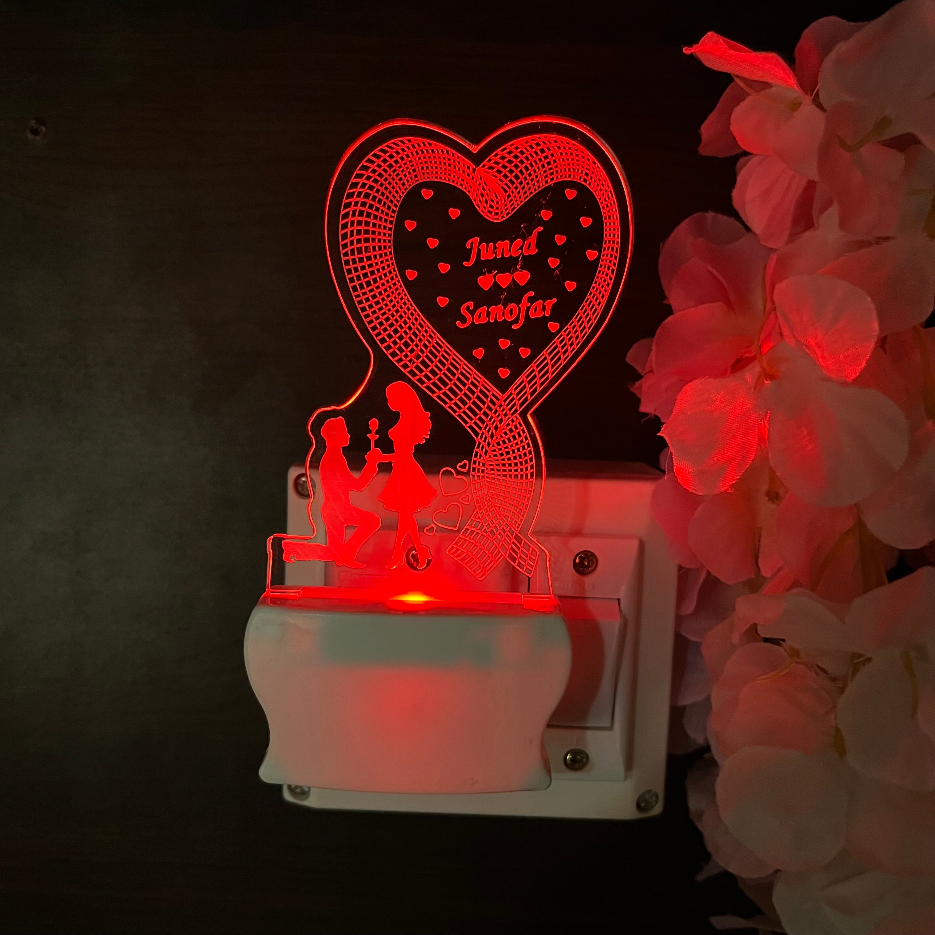 LOVE TEDDY BEER Personalize Single Heart Plug in Lamp