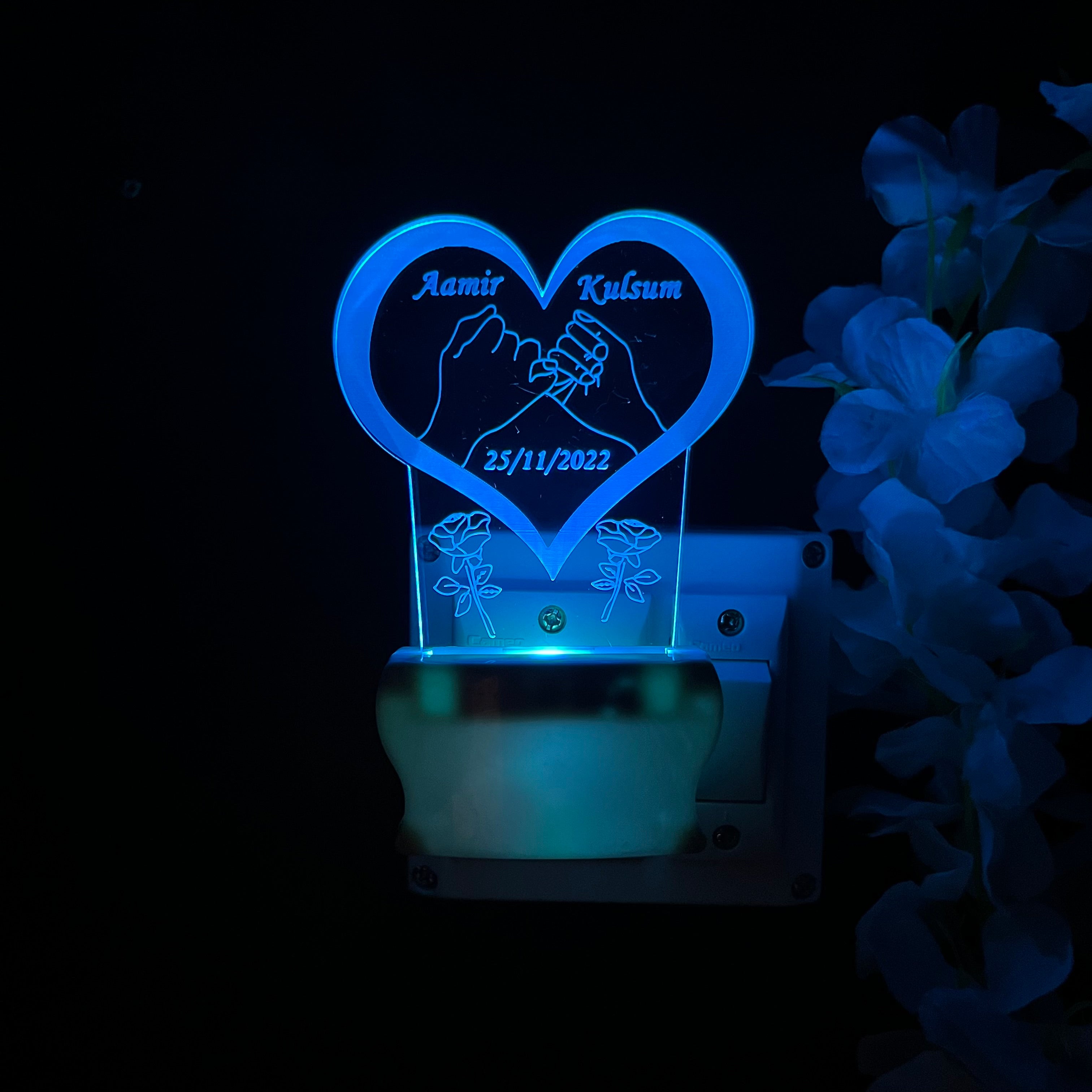 COUPLE LOVE Personalize Single Heart Plug in Lamp
