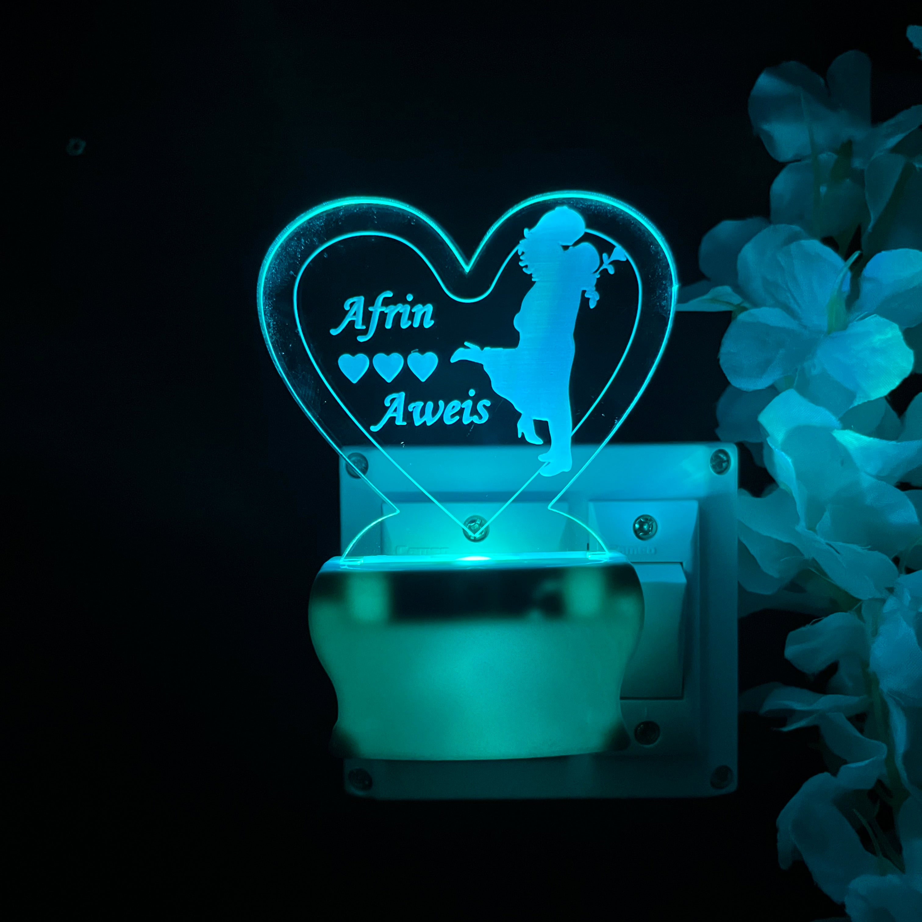 MR. MRS LOVE Personalize LOVE Heart Plug in Lamp