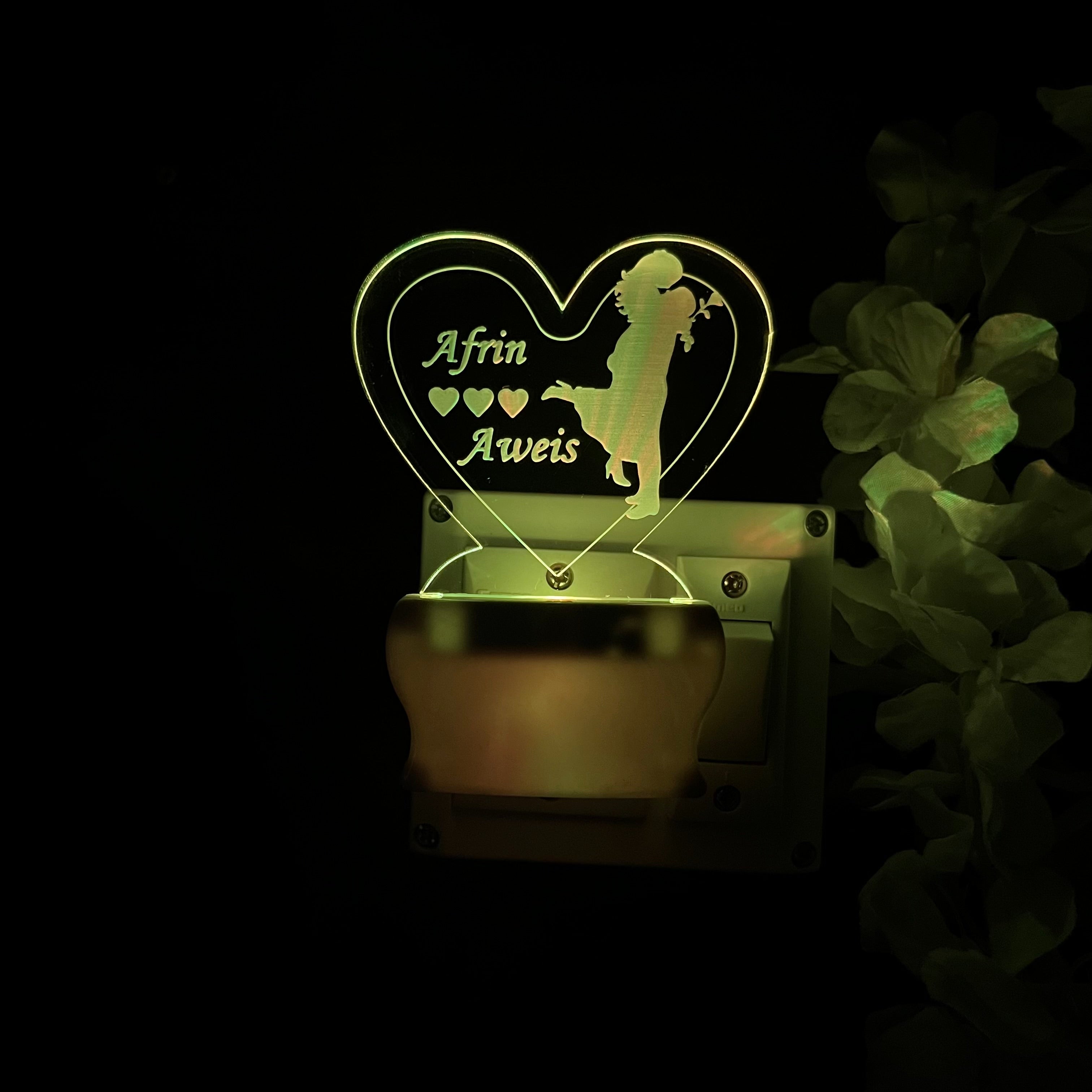 MR. MRS LOVE Personalize LOVE Heart Plug in Lamp