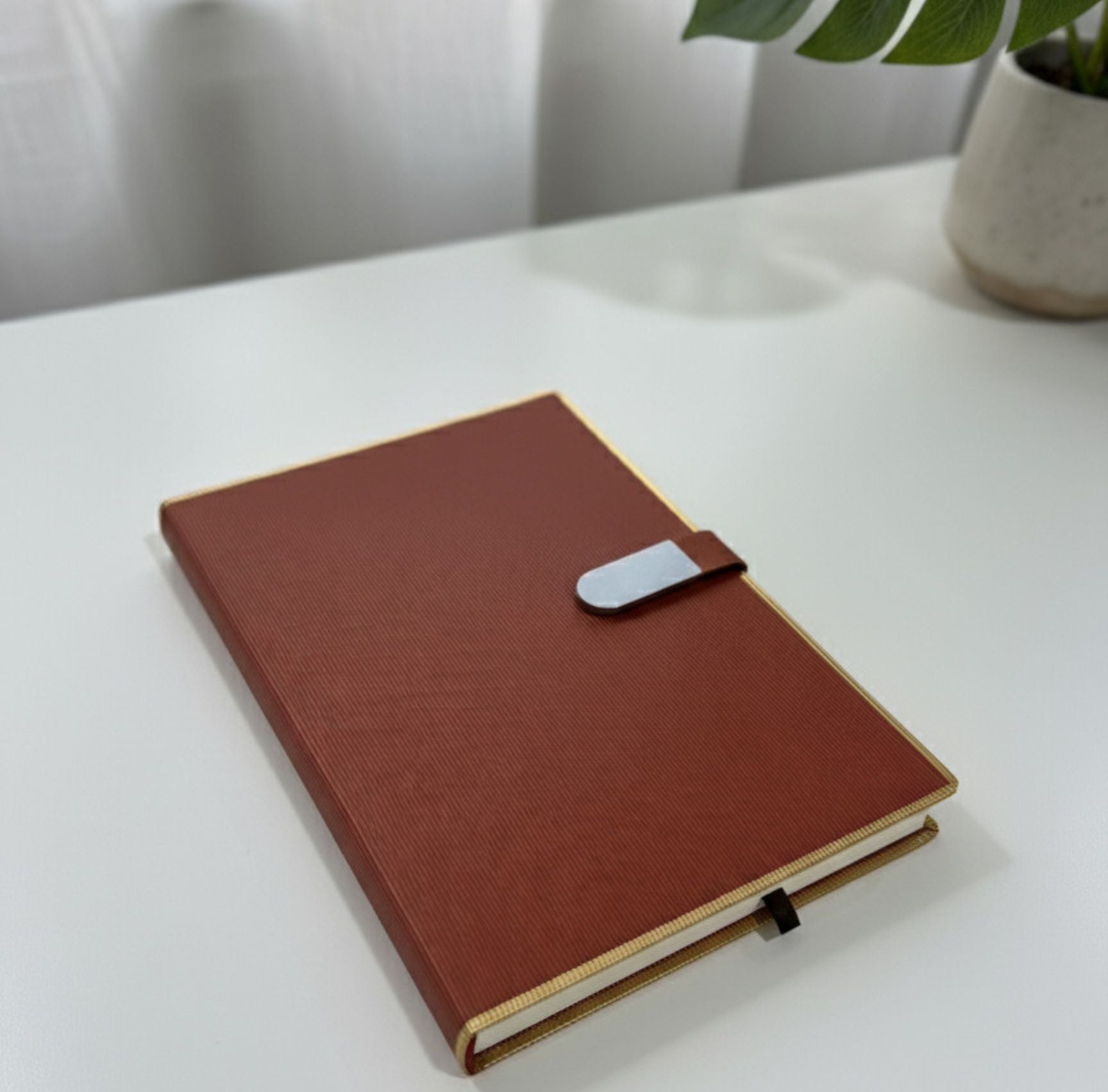 Shayona Luxury Red-Brown Journal with Gold Trim and Stylish Magnetic Closure ||Elegant Soft Cover Diary for Office, Journaling & Corporate Gifting