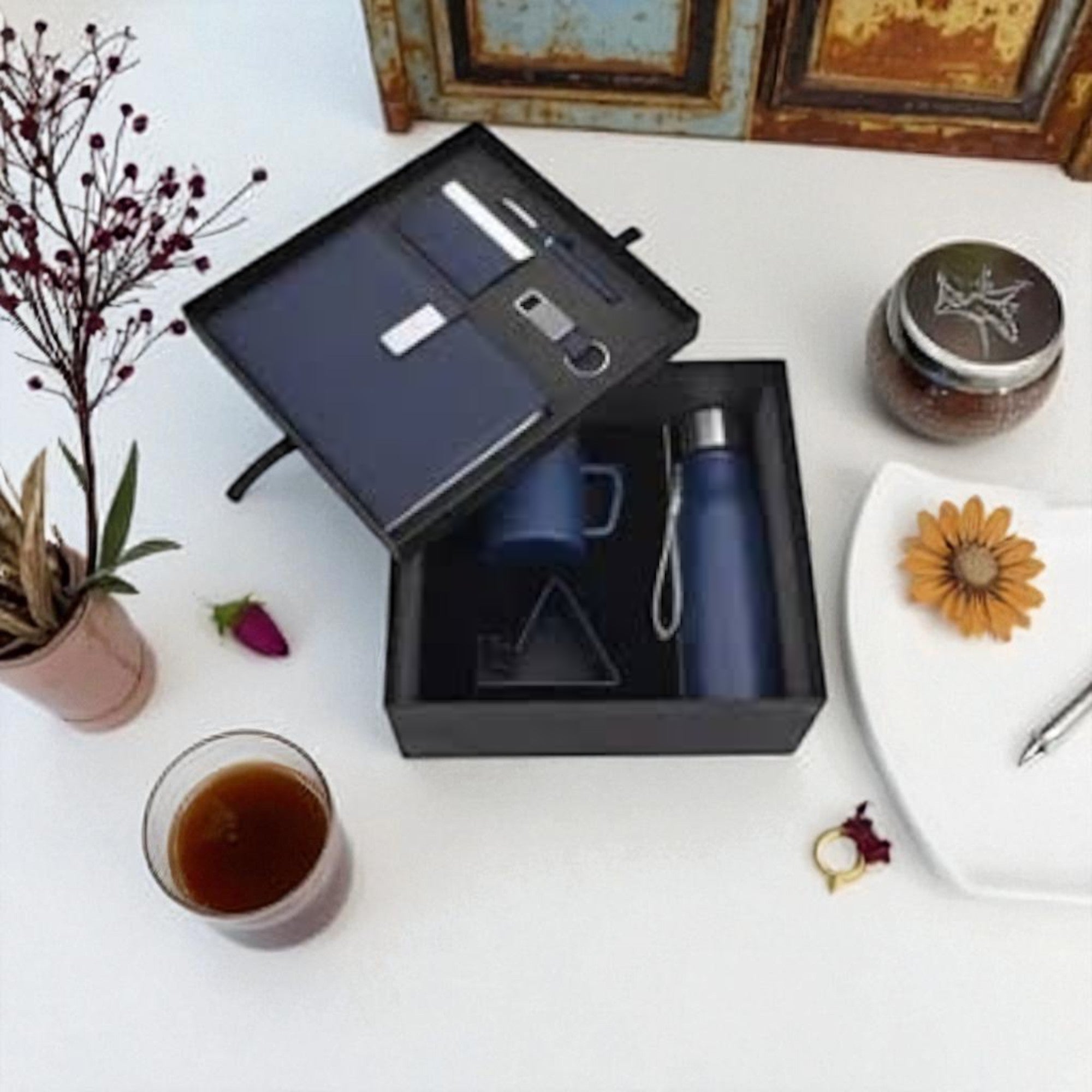 Shayona Premium 7-in-1 Corporate Gift Set – Diary, Bottle, Mug, Pen, Keychain, Mobile Stand & Card Holder – Luxury Executive Gift Combo