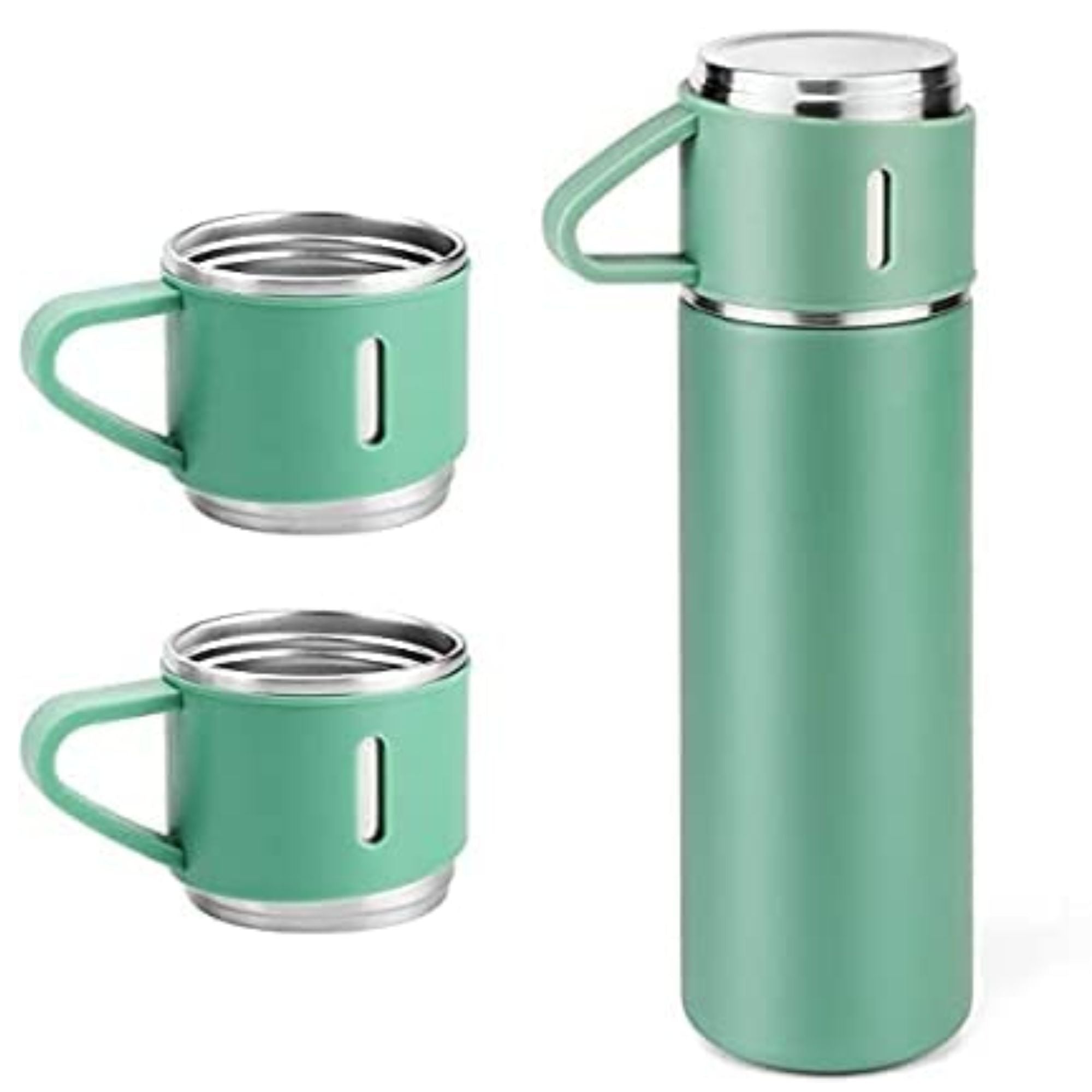Shayona Stainless Steel Green Vacuum Flask With 2 Cups Gift Set, For Office