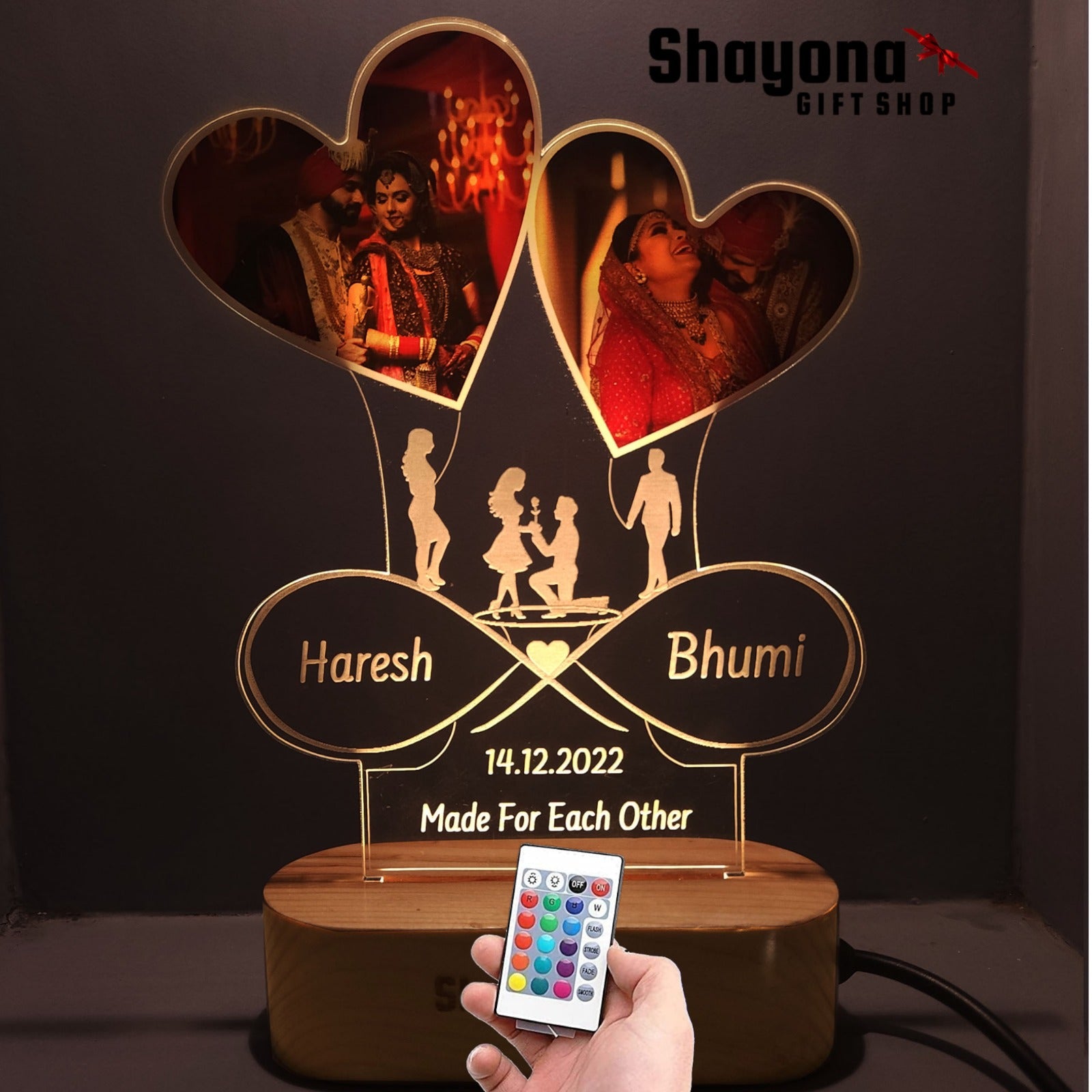 Personalized Photo With Name And Date Acrylic LED Table Lamp