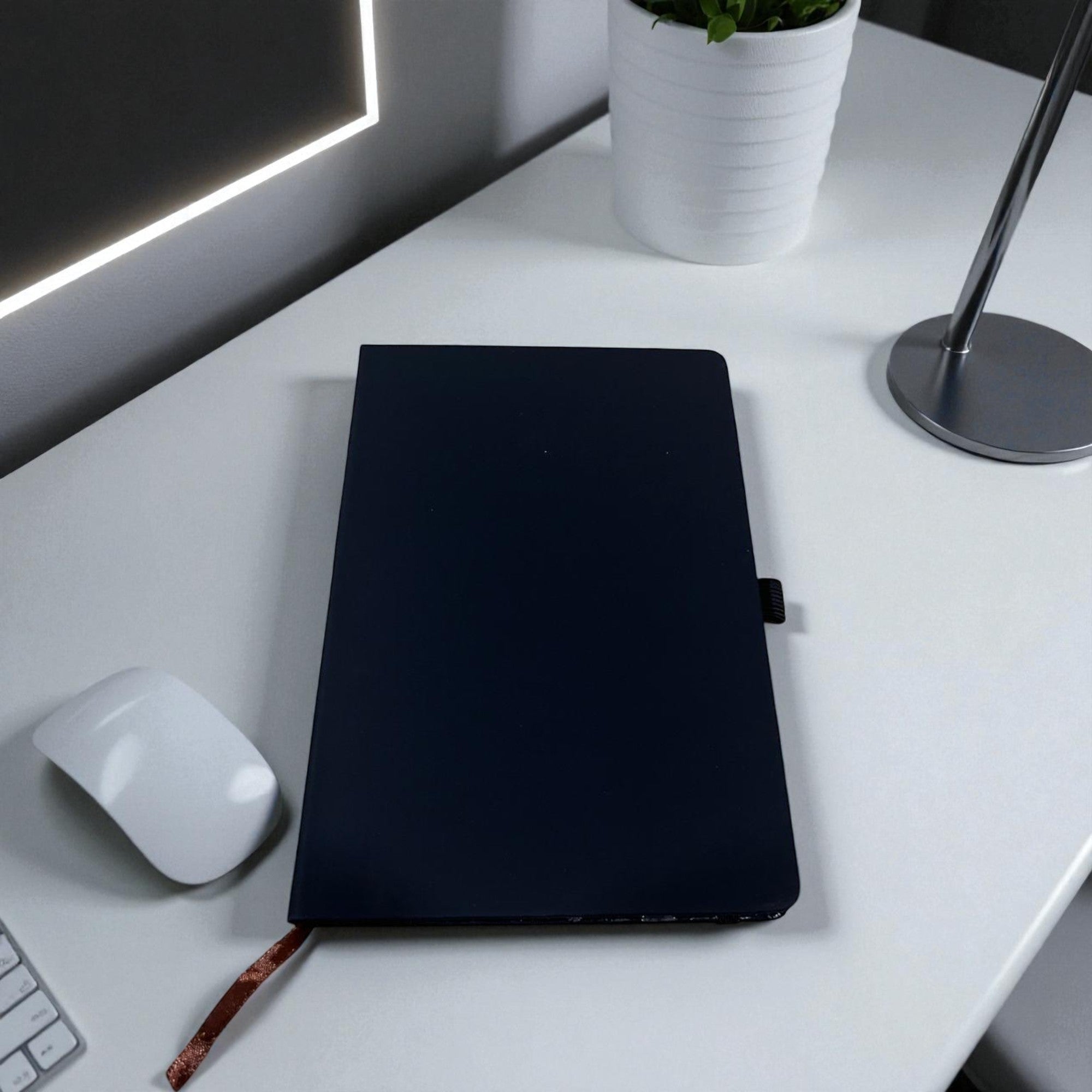 Shayona Premium Matte Black Notebook – Sleek Professional Diary with Pen Loop & Ribbon Bookmark | Ideal for Office, Journaling & Corporate Gifting