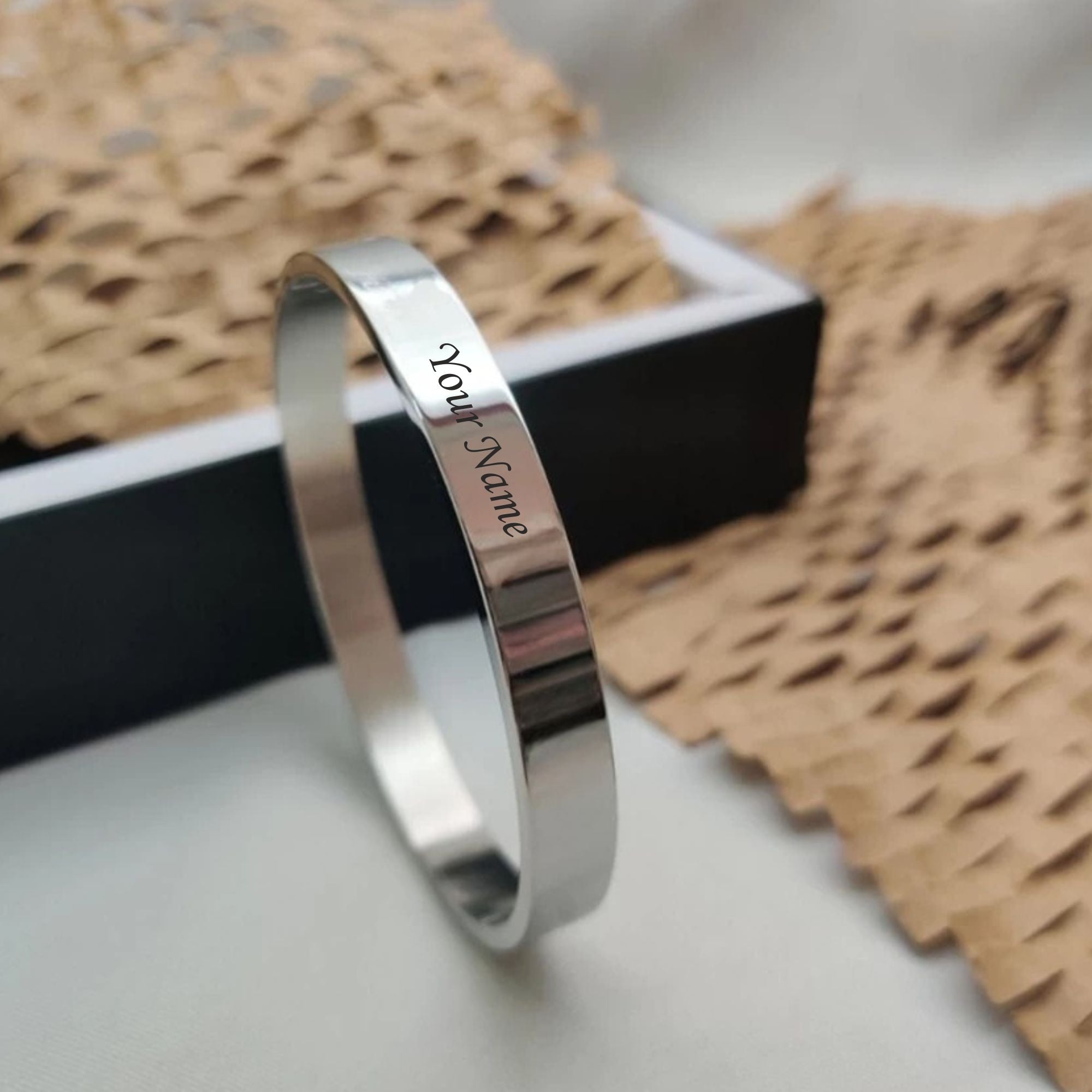 Shayona Customized Matte Stainless silver Kada Bangle Bracelet Unisex Bracelet For Man & Women