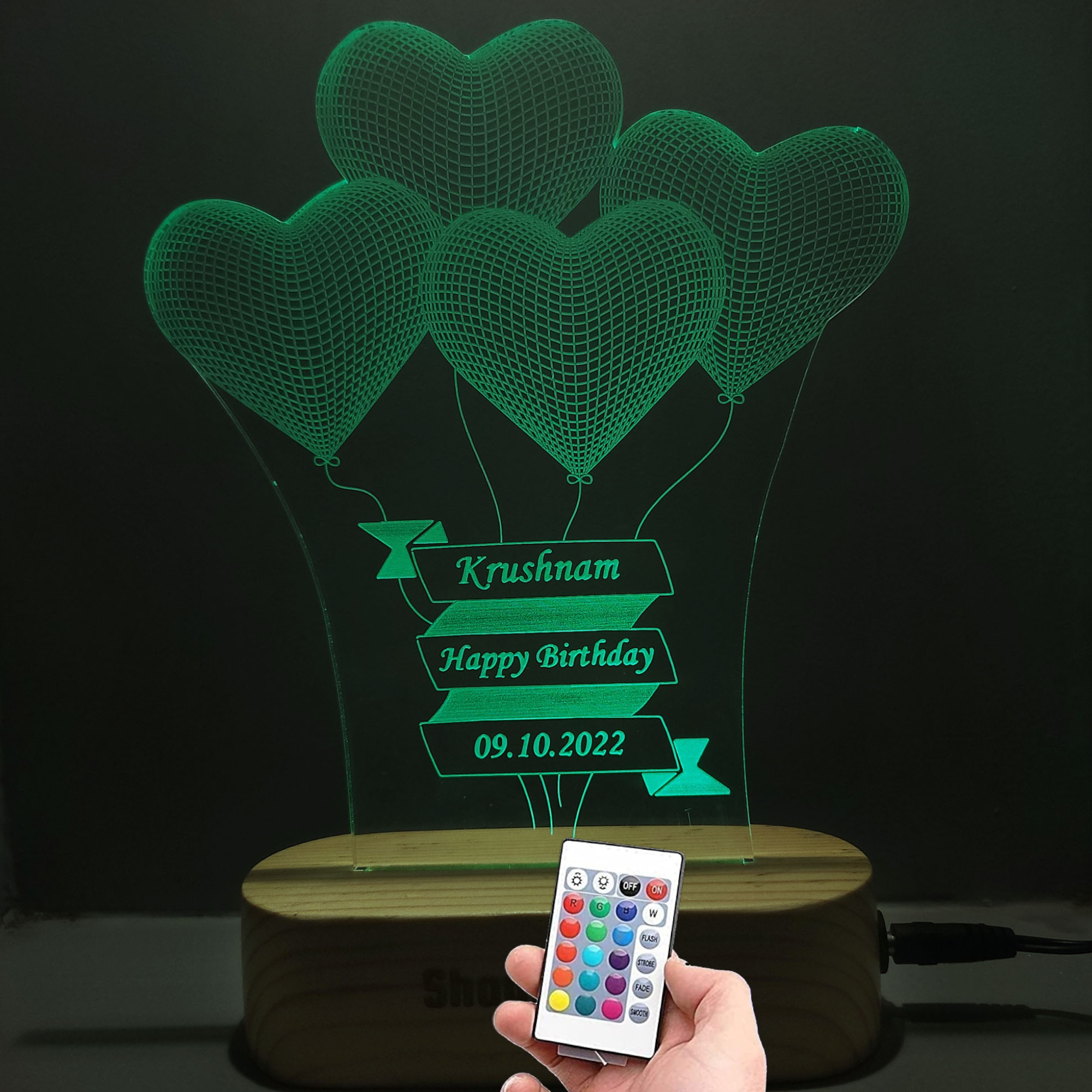 Personalized Birthday wishing with Name date Acrylic LED Table Lamp