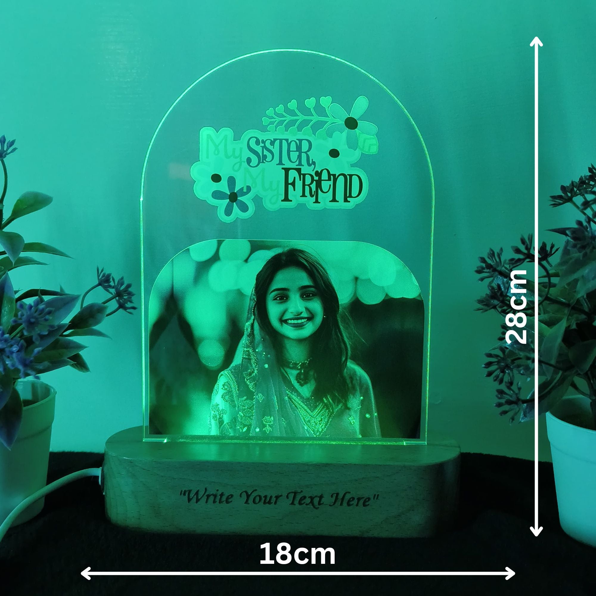 SHAYONA Personalized 3D Illusion Led Lamp Multicolor with Remote Control, gift for sister birthday, from brother, sibling, cousin, gift for him, sister gifts Rakhi gift (28 * 18)