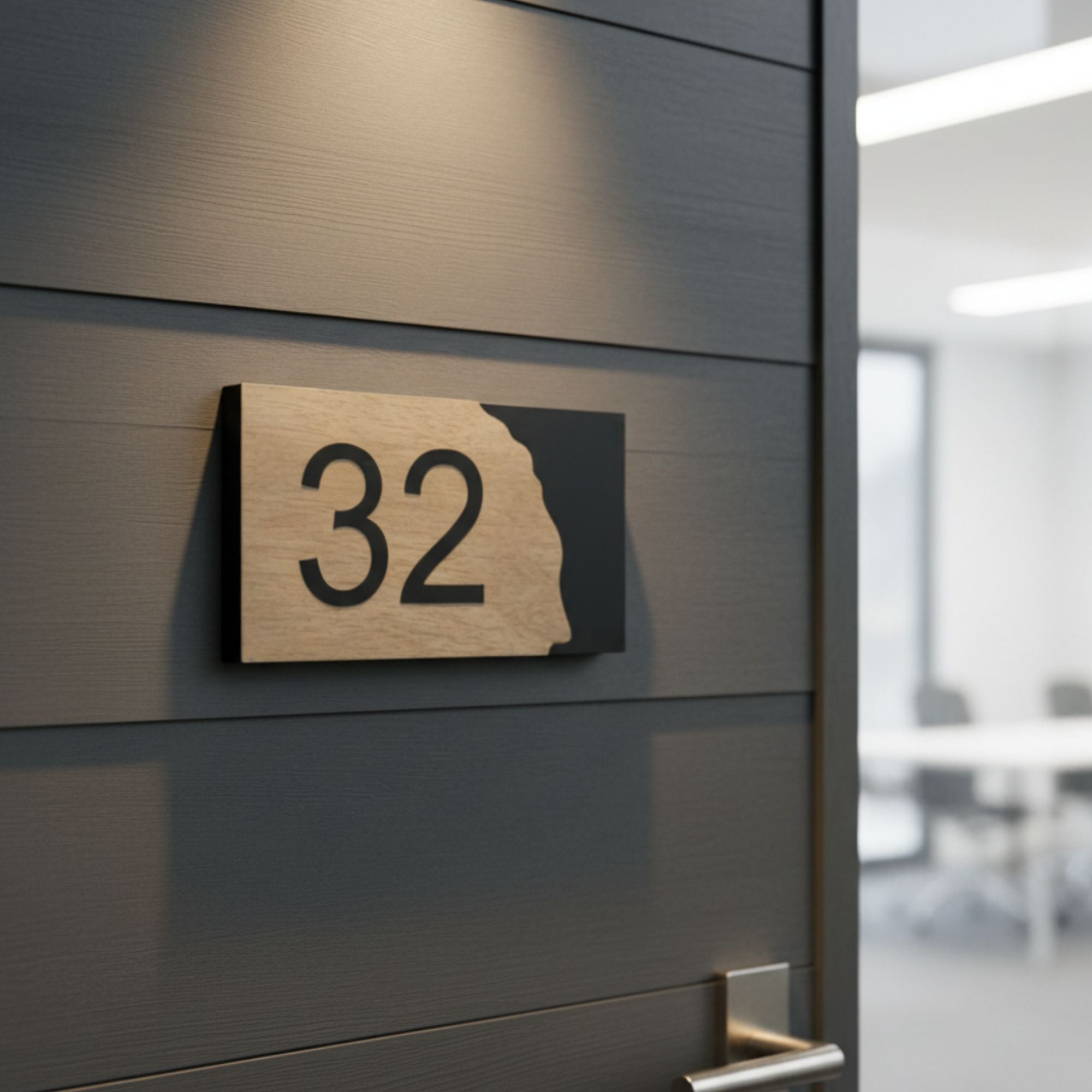 Shayona Personalized Modern House Number Sign - Premium Wood & Black Layered Address Plate - Weather Resistant