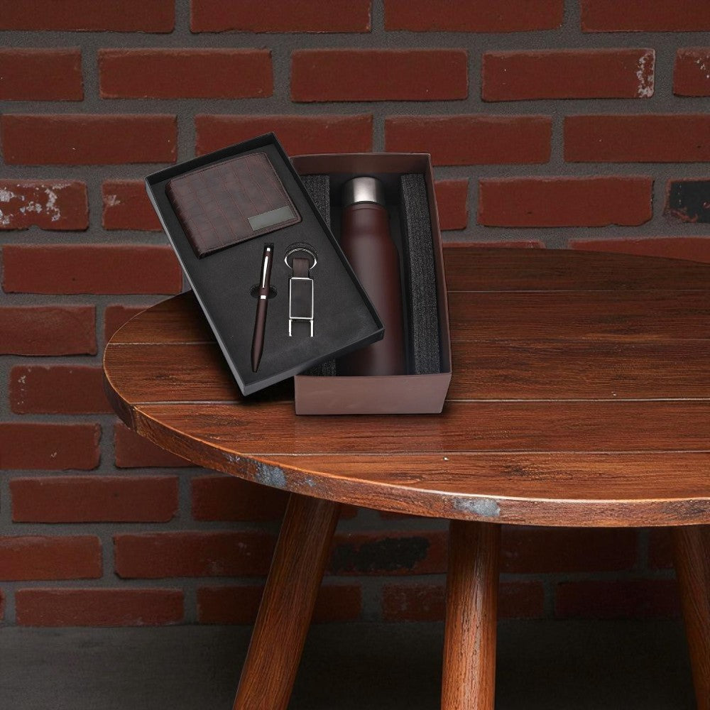 Shayona Luxury Corporate Gift Set for Men – Wallet, Stainless Steel Bottle, Pen & Keychain in Premium Box | Ideal for Birthday, Anniversary, Office & Festive Gifting