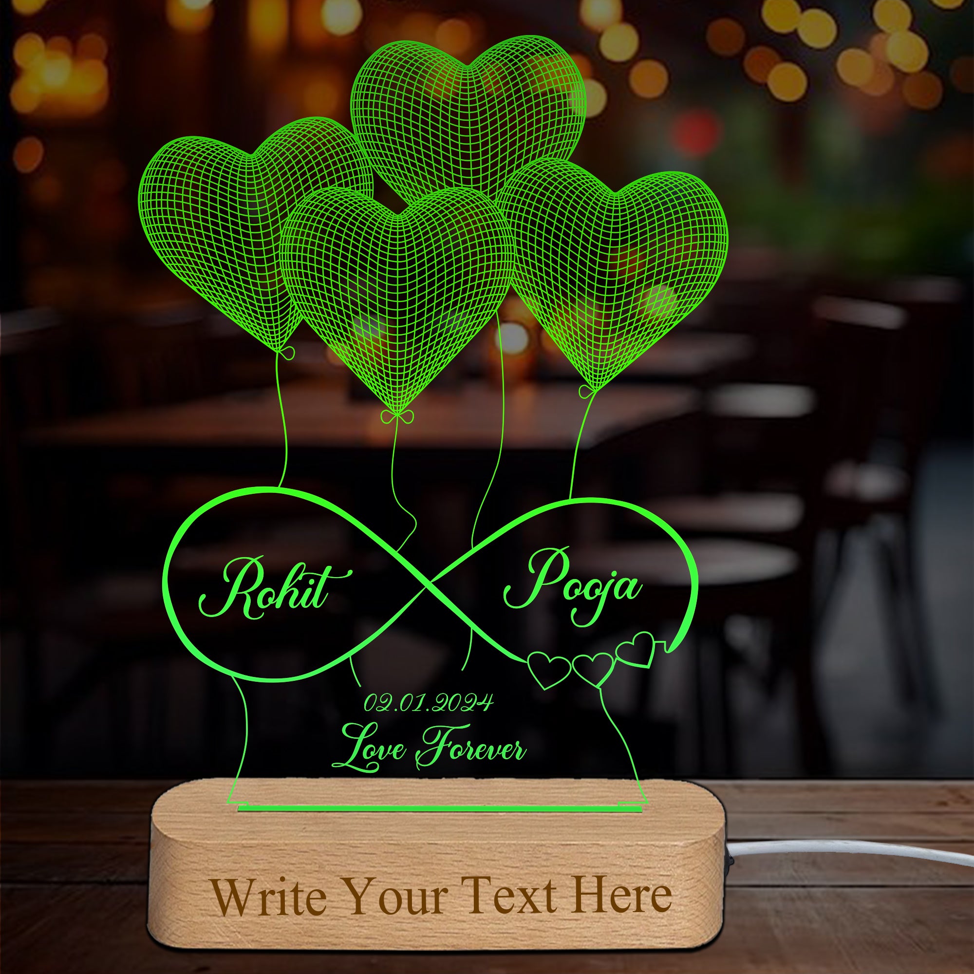 Shayona "Eternal Love Illuminated: Customizable 3D Lamp for Special Occasions!"