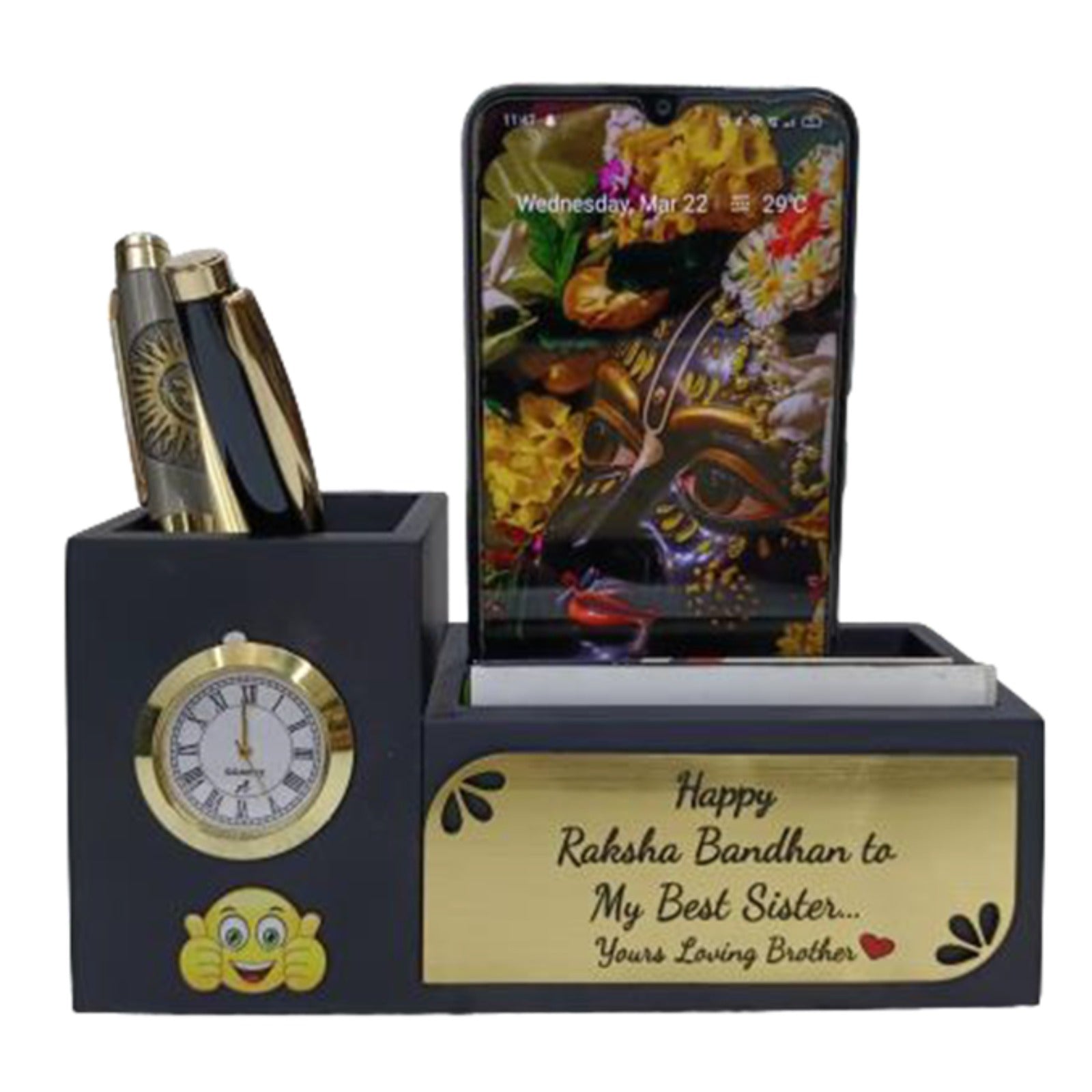 Shayona Wooden Pen Stand Desk Organizer with Pencil,pen ,card Holders, mobile | Pen Stand For Home & Office