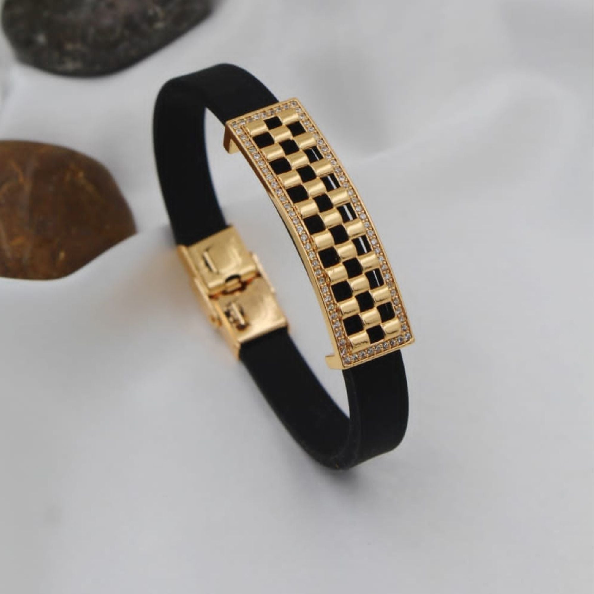 Shayona Stylish Men’s Bracelets: Elevate Your Look Dimond Gold Plated Bracelet