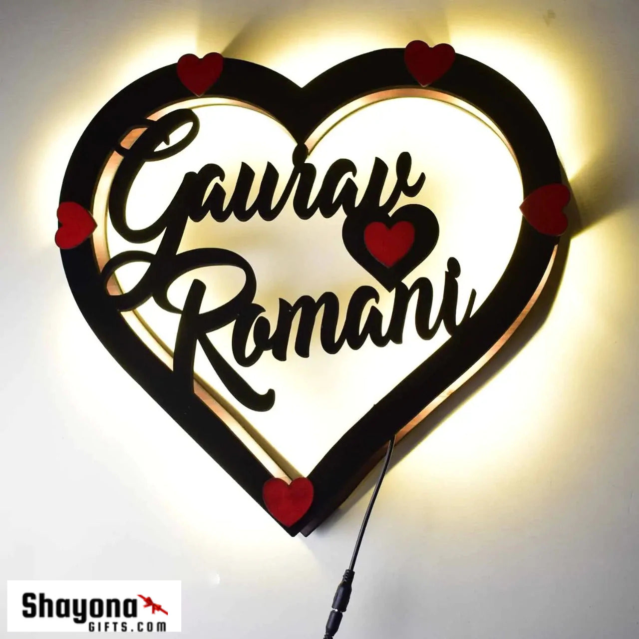 Couple Heart Shape Monogram (Multicolor With Remote)