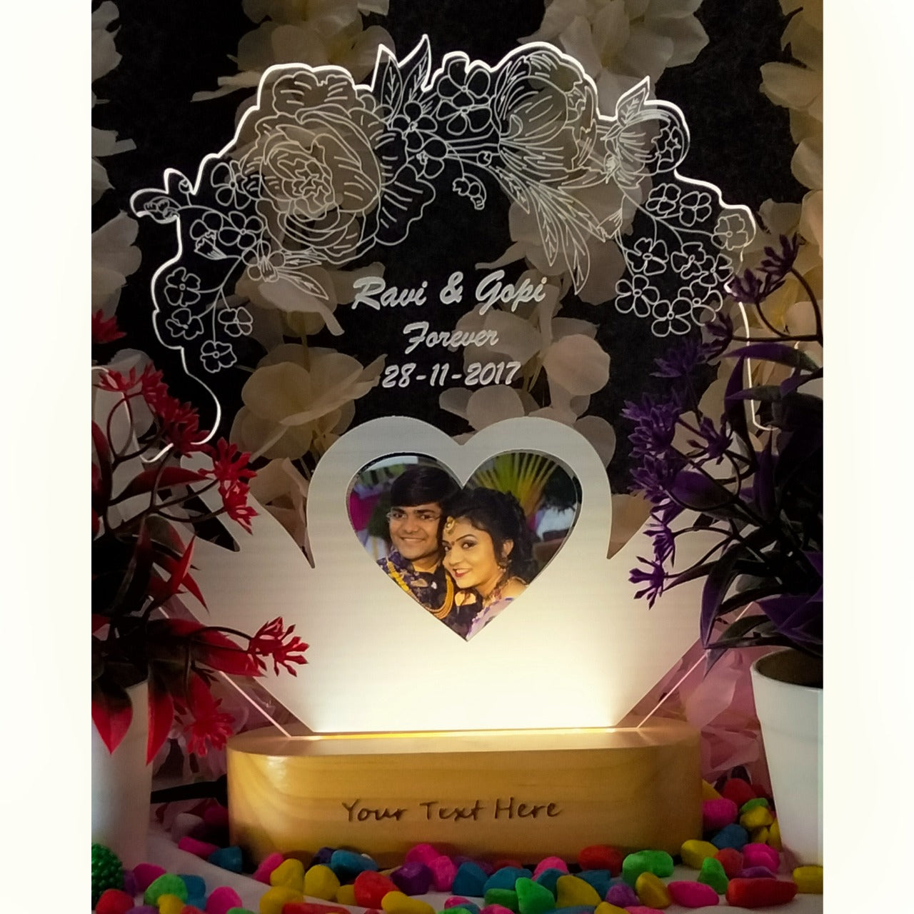 Valentin's Day Gift For Her Engraved Lamp With Photo