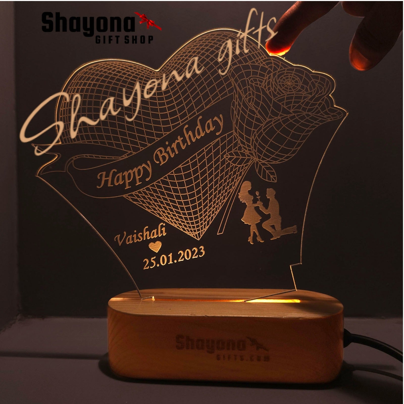 Personalised Lamp Gift for Her. Night Light Gift for Him.