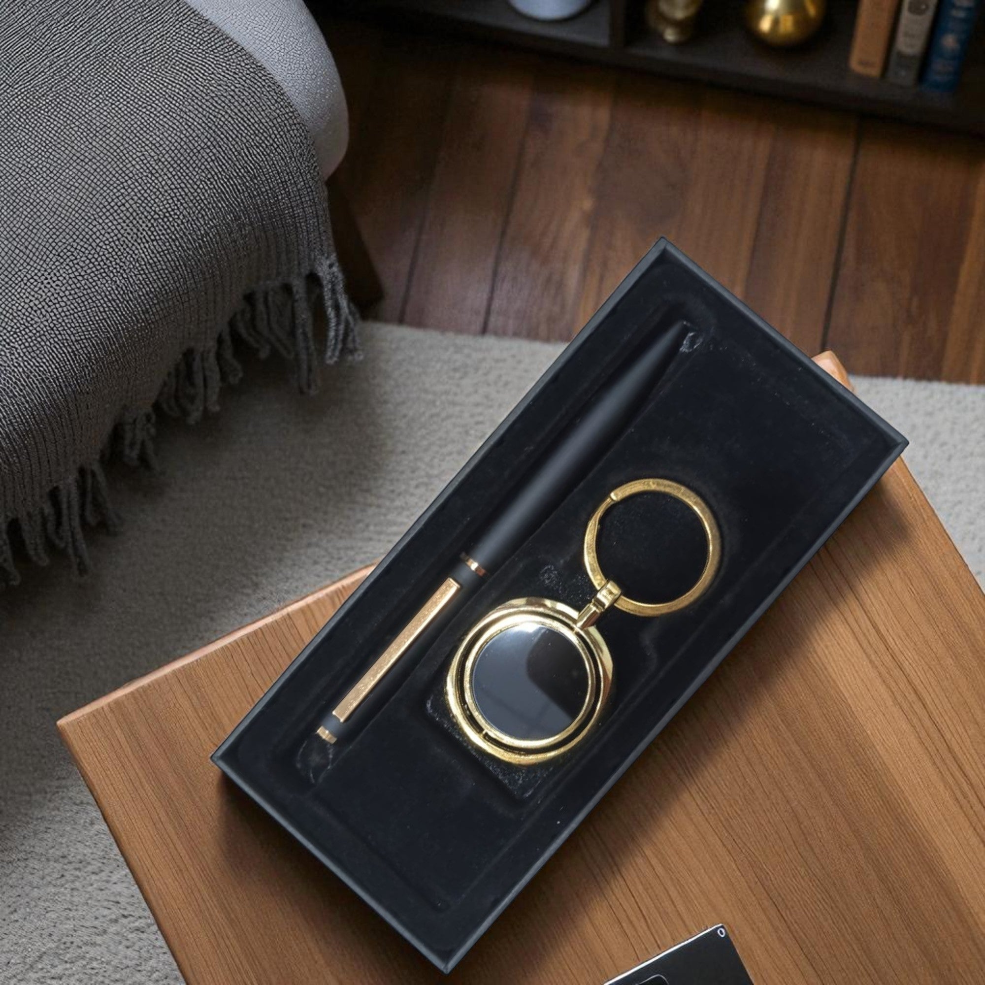 Shayona Premium Pen & Keychain Gift Set – Elegant Black & Gold Combo in Gift Box | Corporate, Office & Personal Gifting for Men & Women