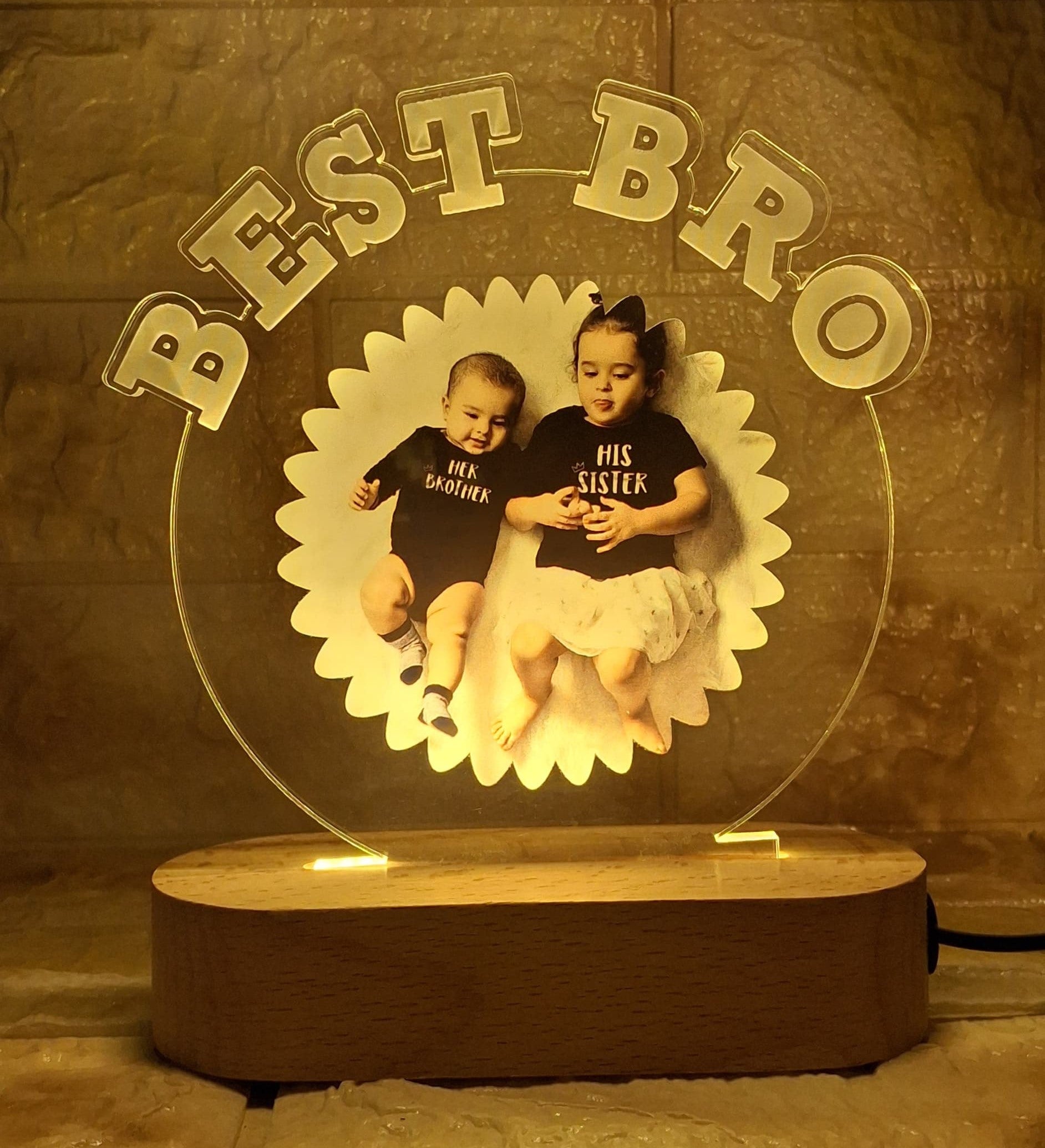shayona Personalized LED Photo Lamp | Best Bro Gift | Custom Name Light for Brother & Sister