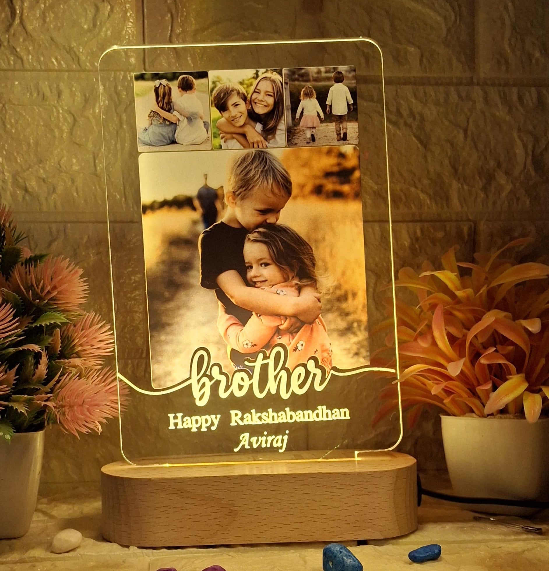 Shayona Personalized Brother-Sister LED Photo Lamp | Rakshabandhan Gift | Custom Acrylic Frame with Light