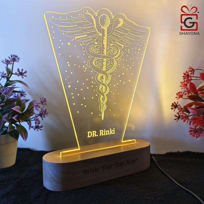 Shayona Personalized Acrylic Doctors Name 3D Illusion LED warm White Night Lamp