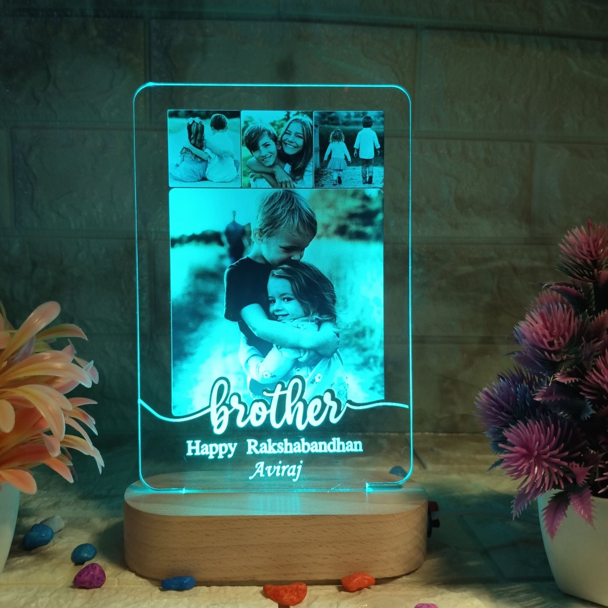 Shayona Personalized Brother-Sister LED Photo Lamp | Rakshabandhan Gift | Custom Acrylic Frame with Light