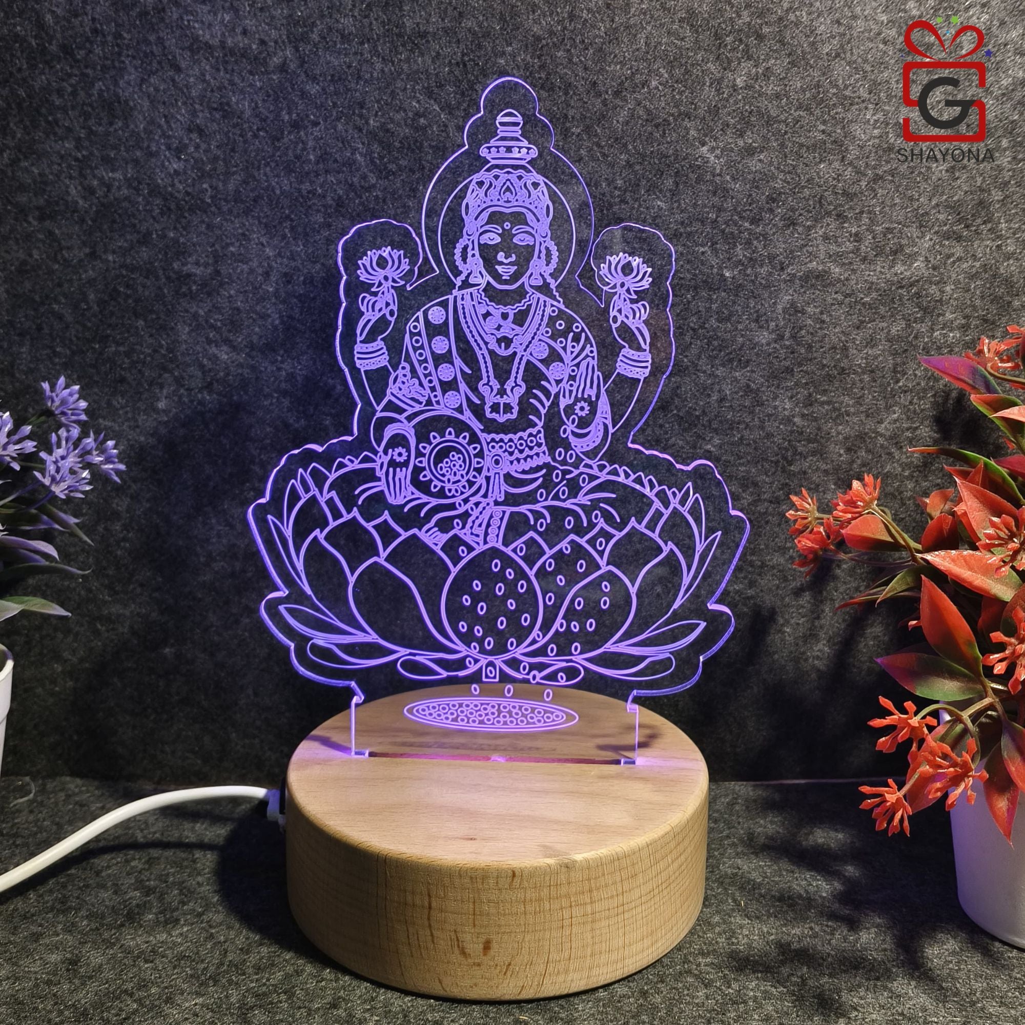 shayona  3D Goddess  Laxmi Acrylic Night lamp-Multi Color