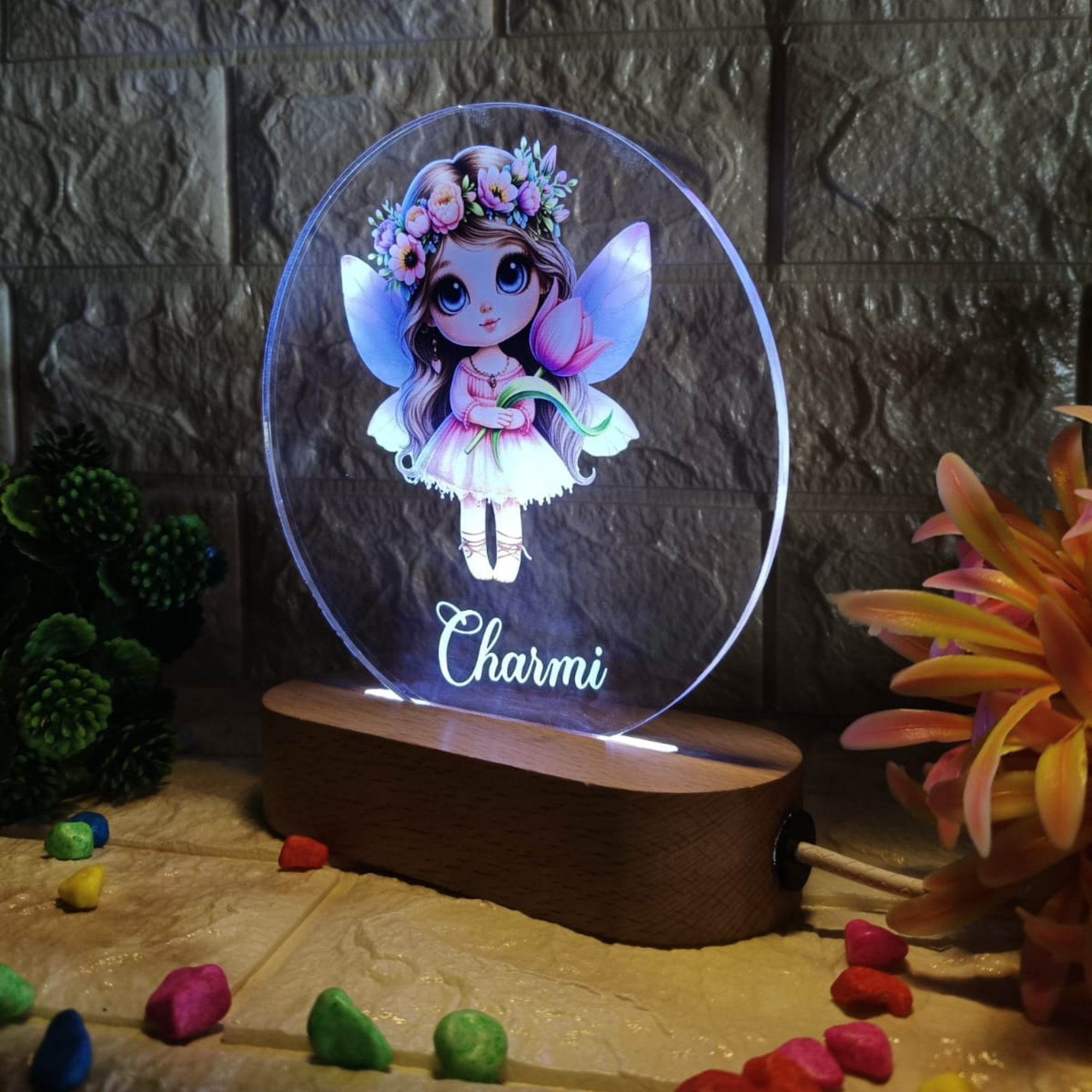 Shayona Personalized LED Night Lamp for Kids with Fairy Design | Custom Name Gift Light for Girls - Birthday, Room Decor