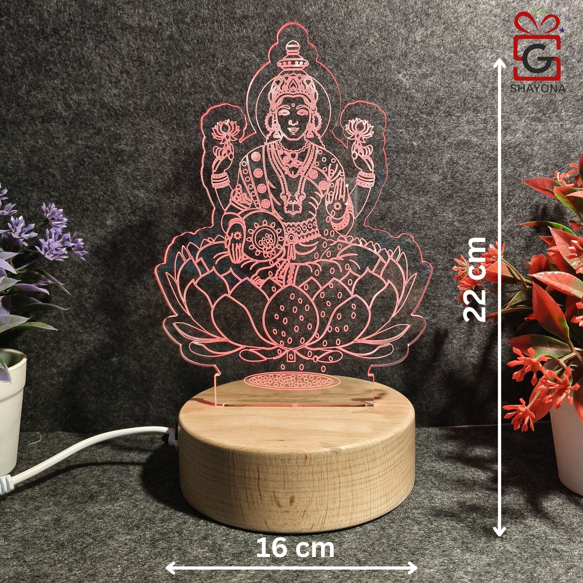 shayona  3D Goddess  Laxmi Acrylic Night lamp-Multi Color