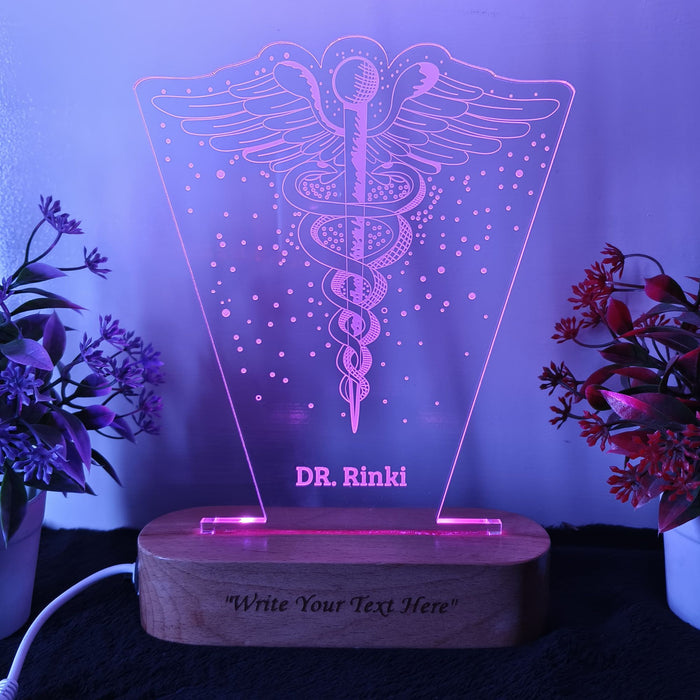 Shayona Personalized Acrylic Doctors Name 3D Illusion LED Multicolor lamp Night Lamp