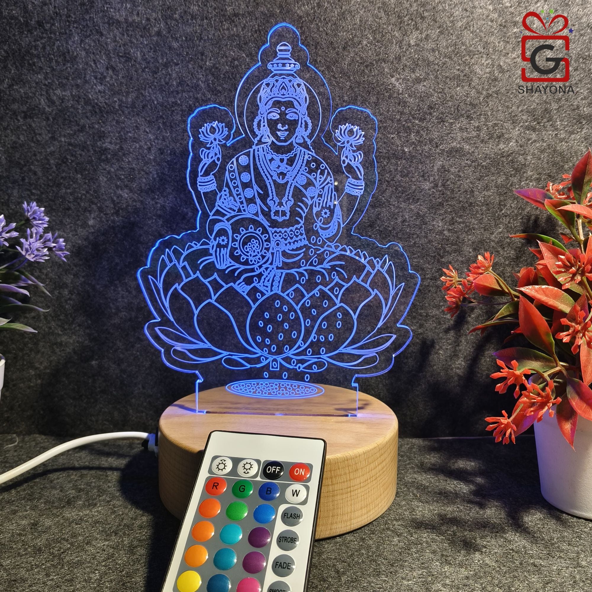 shayona  3D Goddess  Laxmi Acrylic Night lamp-Multi Color